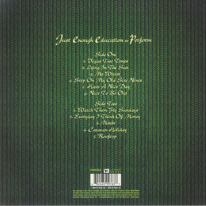 STEREOPHONICS (ステレオフォニックス) - Just Enough Education To Perform (EU 2024 ナショナル・アルバム・デイ 限定復刻再発「グリーンヴァイナル」 LP/NEW)