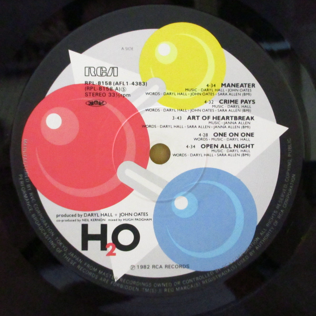 DARYL HALL & JOHN OATES (ダリル・ホール&ジョン・オーツ) - H2O (Japan LP+帯, インサート/「水滴」光沢ジャケ) '82年11thアルバム