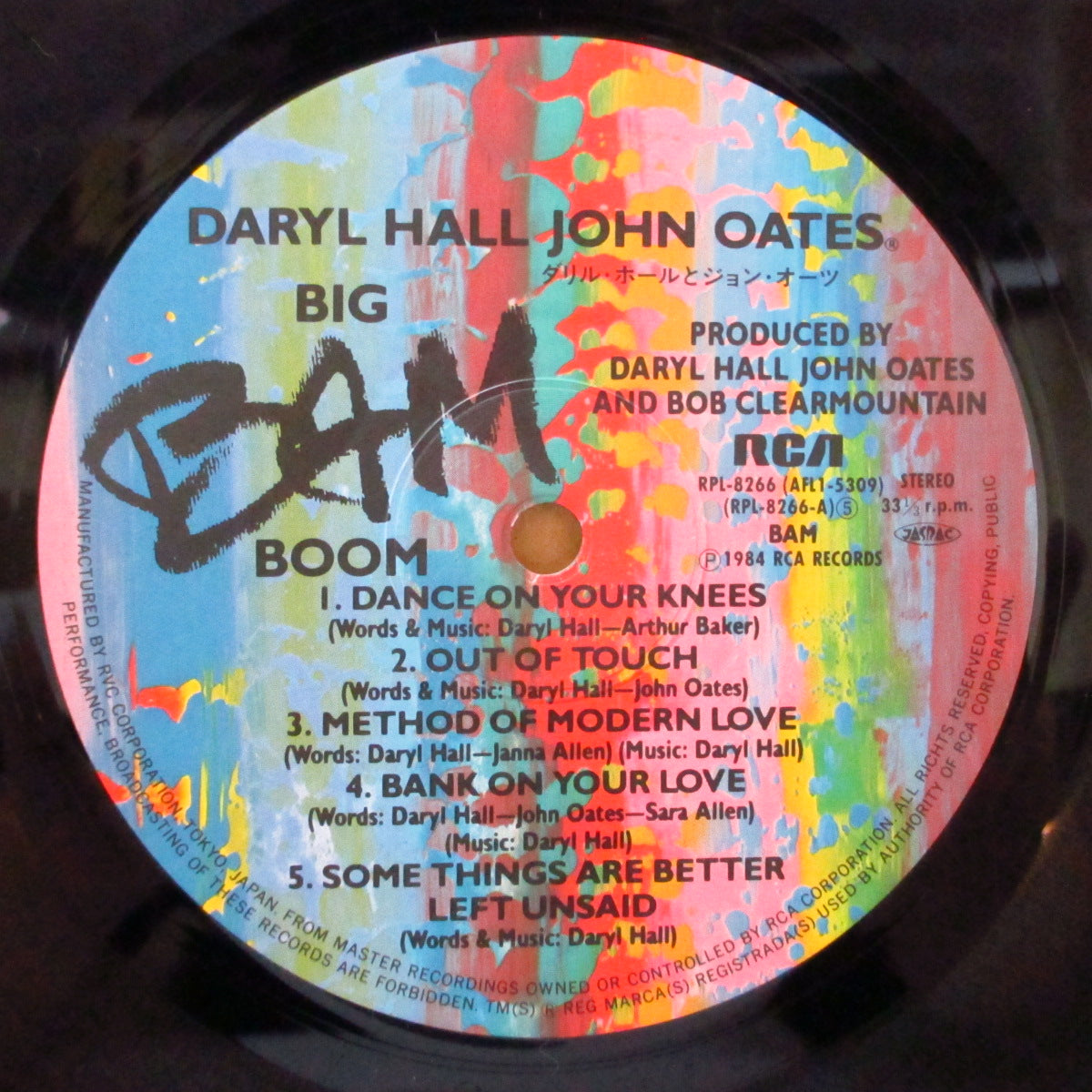 DARYL HALL & JOHN OATES (ダリル・ホール&ジョン・オーツ) - Big Bam Boom (Japan '84 再発「光に透かすと赤盤」 LP+帯, インサート) '84年12thアルバム