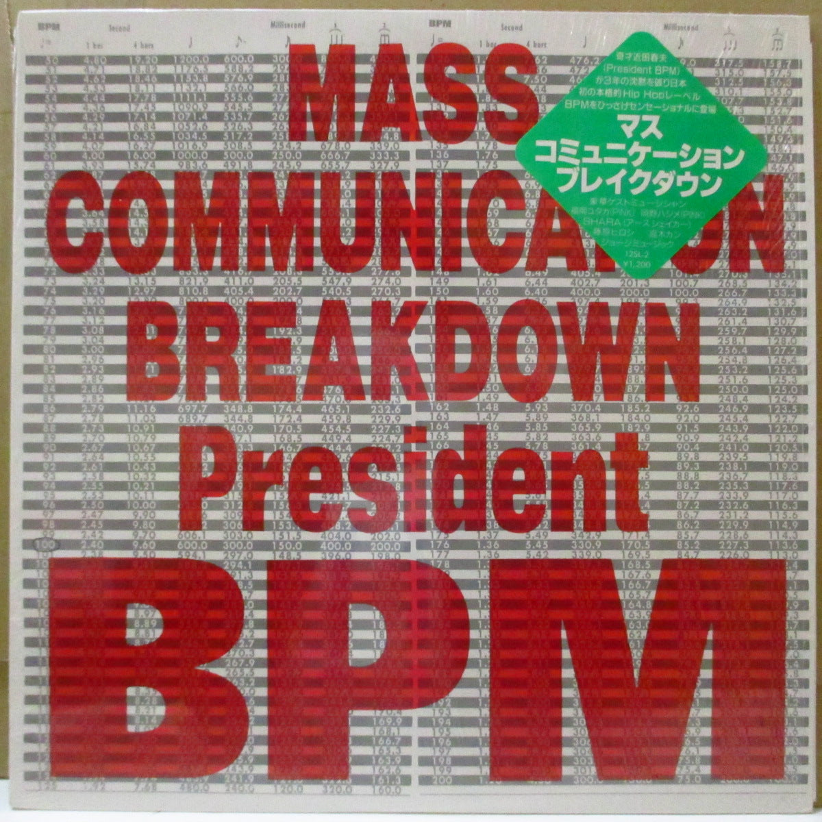 PRESIDENT-BPM (プレジデントBPM) - Mass Communication Break Down (Japan オリジナル 12インチ/レアステッカー付き光沢ジャケ)