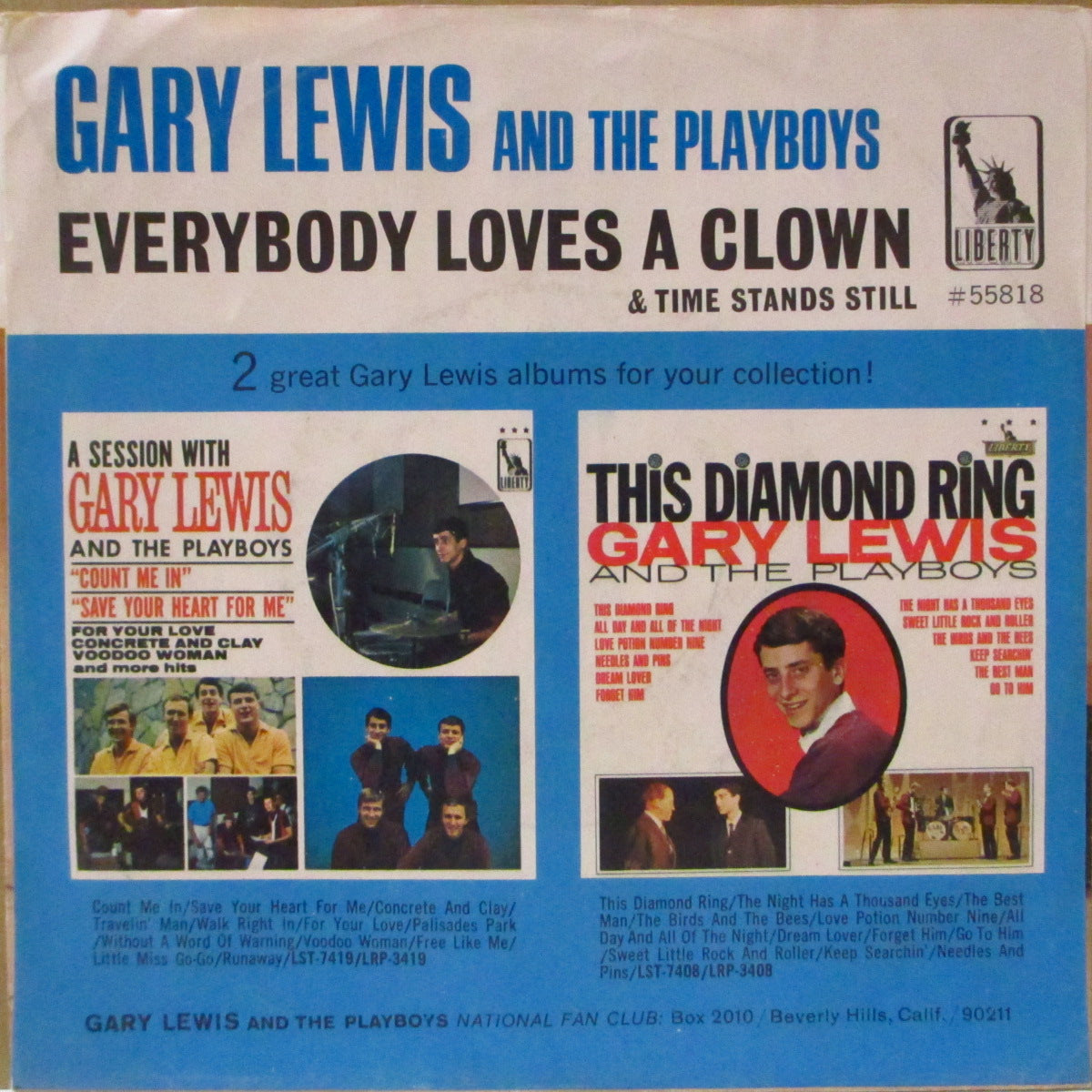 GARY LEWIS & THE PLAYBOYS (ゲイリー・ルイス&ザ・プレイボーイズ) - Everybody Loves A Clown (US '65 オリジナル・ジャケ付 7インチ)サンシャイン・ポップ名曲!