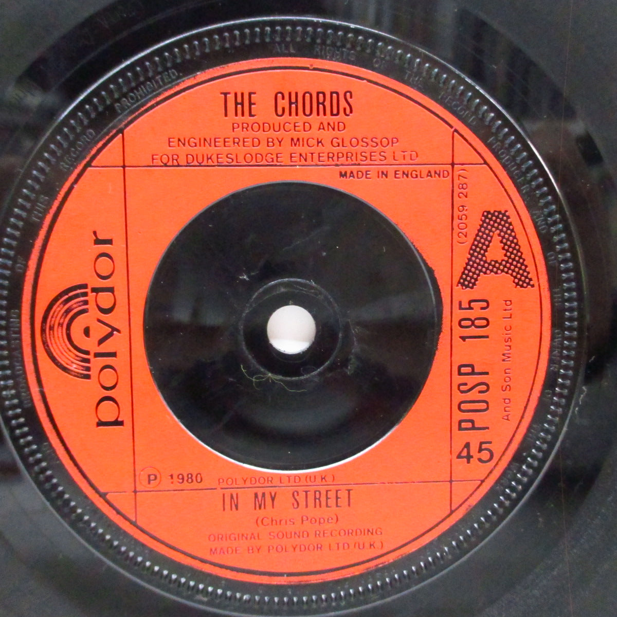 CHORDS, THE (ザ・コーズ) - In My Street (UK オリジナル 7"/カンパニースリーブ) '80年6th シングル!