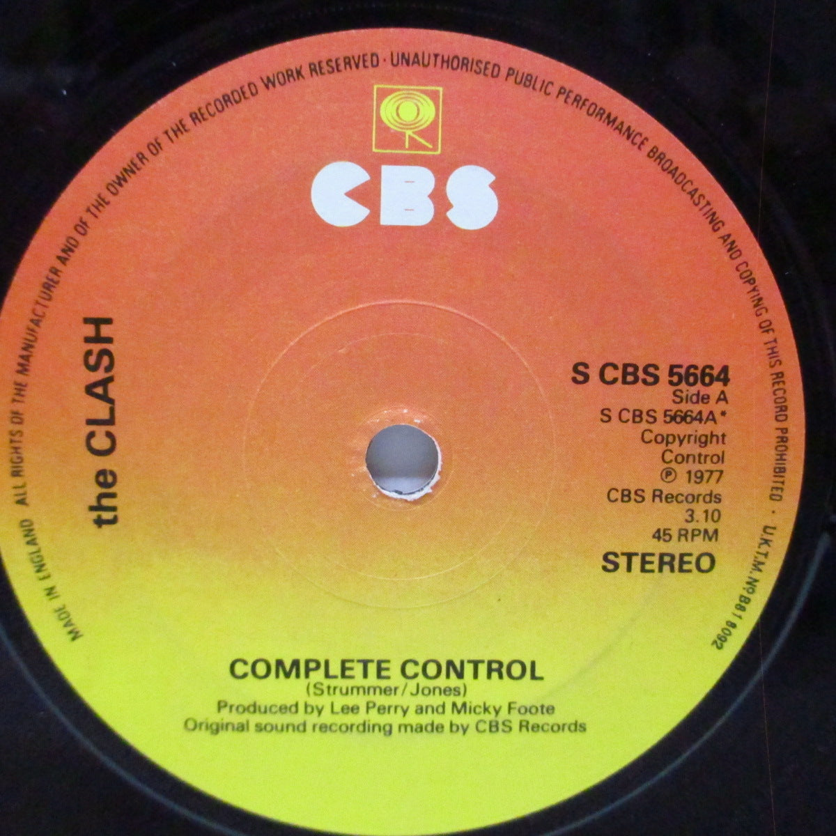 CLASH, THE (ザ・クラッシュ) - Complete Control (UK オリジナル「Copyright Control ラベ」7"/白黒カンパニースリーブ) 3rdシングル!