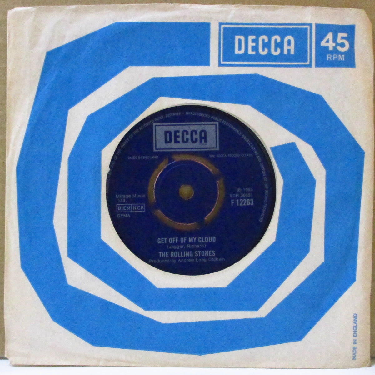 ROLLING STONES (ローリング・ストーンズ) - Get Off Of My Cloud (UK '70 再発「ラウンドセンター」7インチ+カンパニースリーブ)