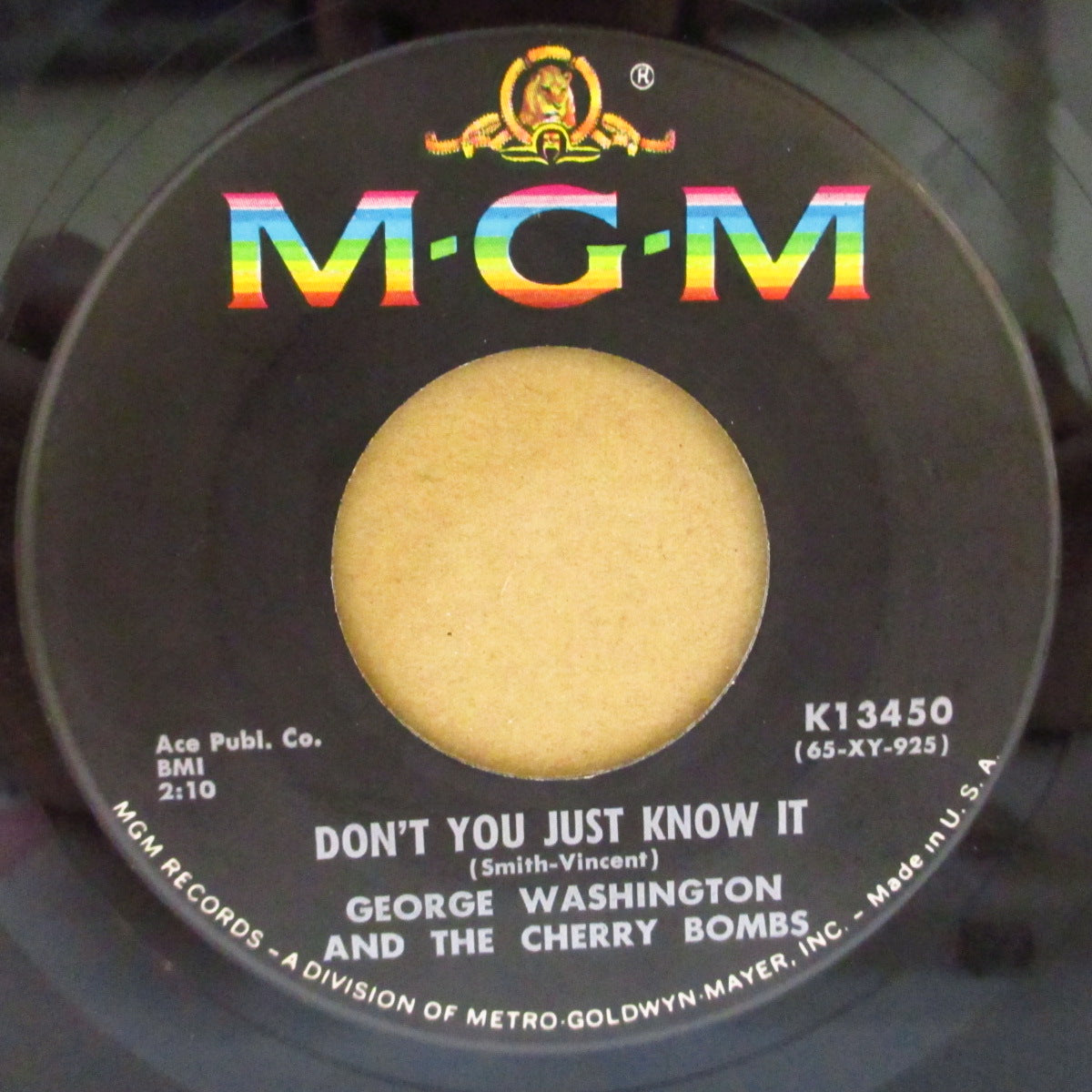 GEORGE WASHINGTON AND THE CHERRY BOMBS (ジョージ・ワシントン&ザ・チェリー・ボムズ) - Don't You Just Know It (US '65 オリジナル7インチ+カンパニースリーブ)ヒューイ・ピアノ・スミスR&B名曲のローファイ・フラット・ガレージ・カバー!