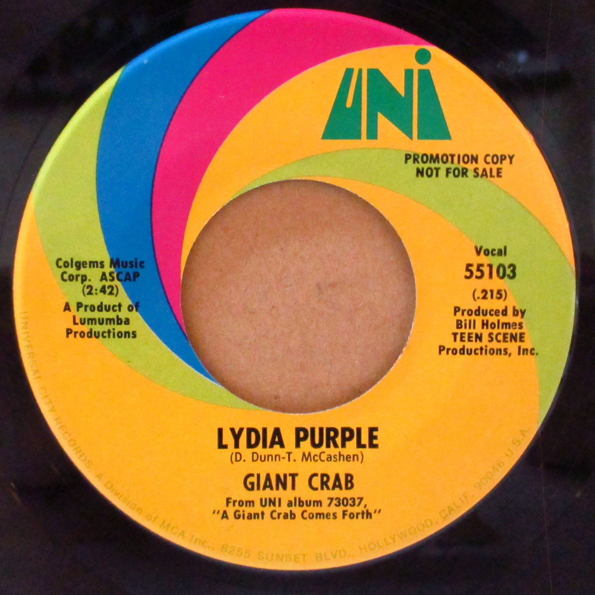 GIANT CRAB (ジャイアント・クラブ) - Believe Or Not / Lydia Purple (US '69 プロモ・クレジット・ラベ 7インチ)サンシャイン・サイケポップ調ノーザン!
