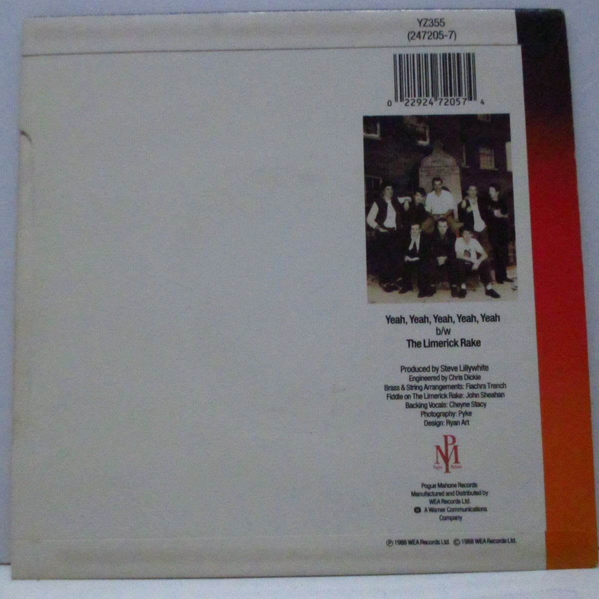 POGUES, THE (ザ ・ポーグス) - Yeah Yeah Yeah Yeah Yeah (UK オリジナル 7"/光沢固紙折り返ジャケ) 両面アルバム未収録!