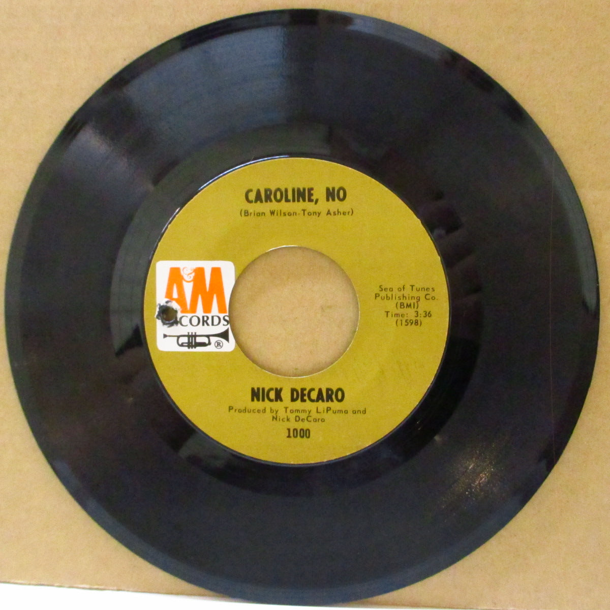 NICK DECARO (ニック・デカロ) - Caroline, No (US '68 オリジナル7インチ) ビーチボーイズ名曲のジャジィ〜ソフトロック調絶妙カバー!