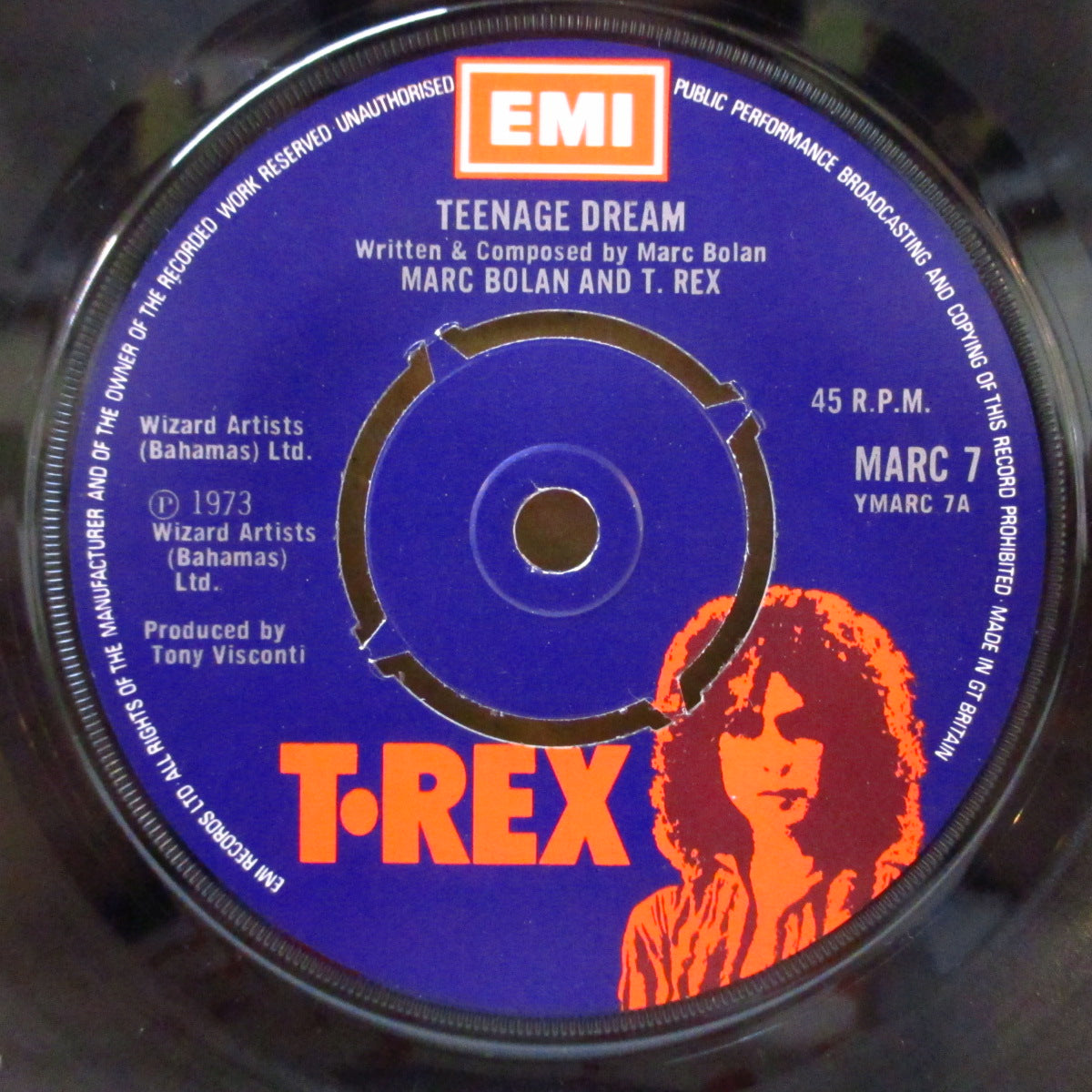 T.REX (T・レックス) - Teenage Dream (UK '74 オリジナル「両面"Marc Bolan and T. Rex"クレジットラベ」 7インチ+T.REXカンパニースリーブ)