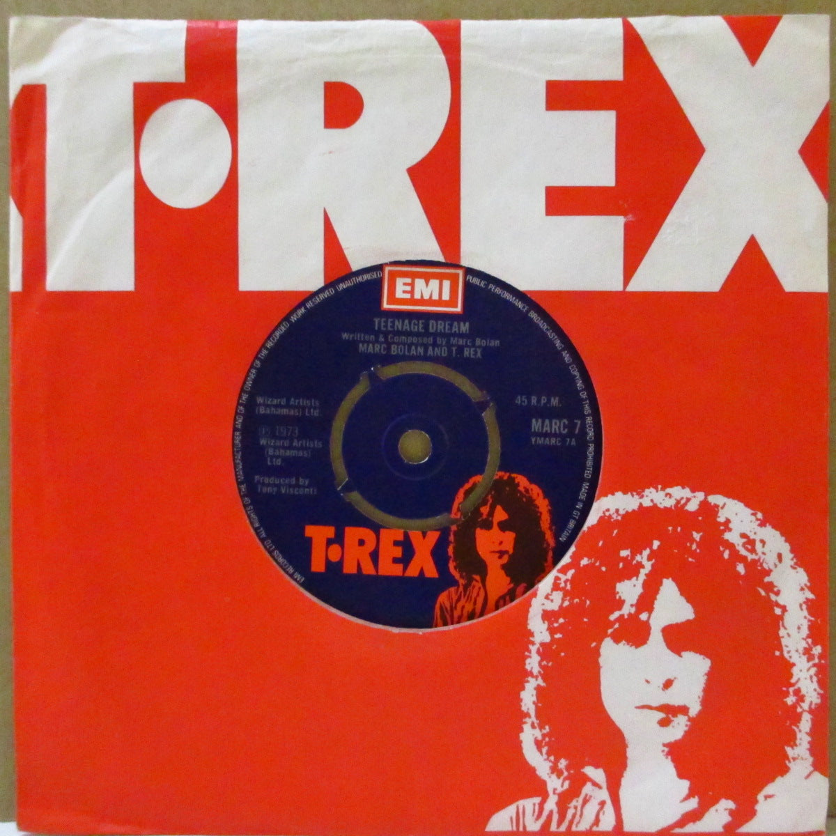 T.REX (T・レックス) - Teenage Dream (UK '74 オリジナル「両面"Marc Bolan and T. Rex"クレジットラベ」 7インチ+T.REXカンパニースリーブ)
