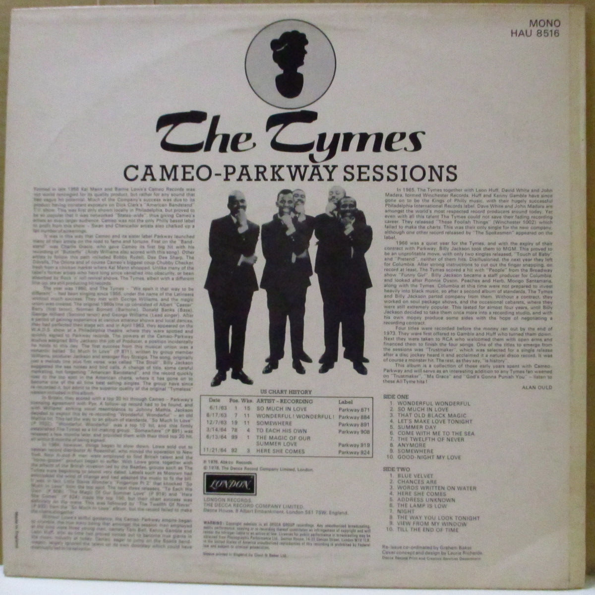 TYMES, THE (ザ・タイムス) - Cameo-Parkway Sessions (UK '78 オリジナル LP/表面コーティング・ジャケ)大名曲「So Much In Love」他、黄金期ベスト