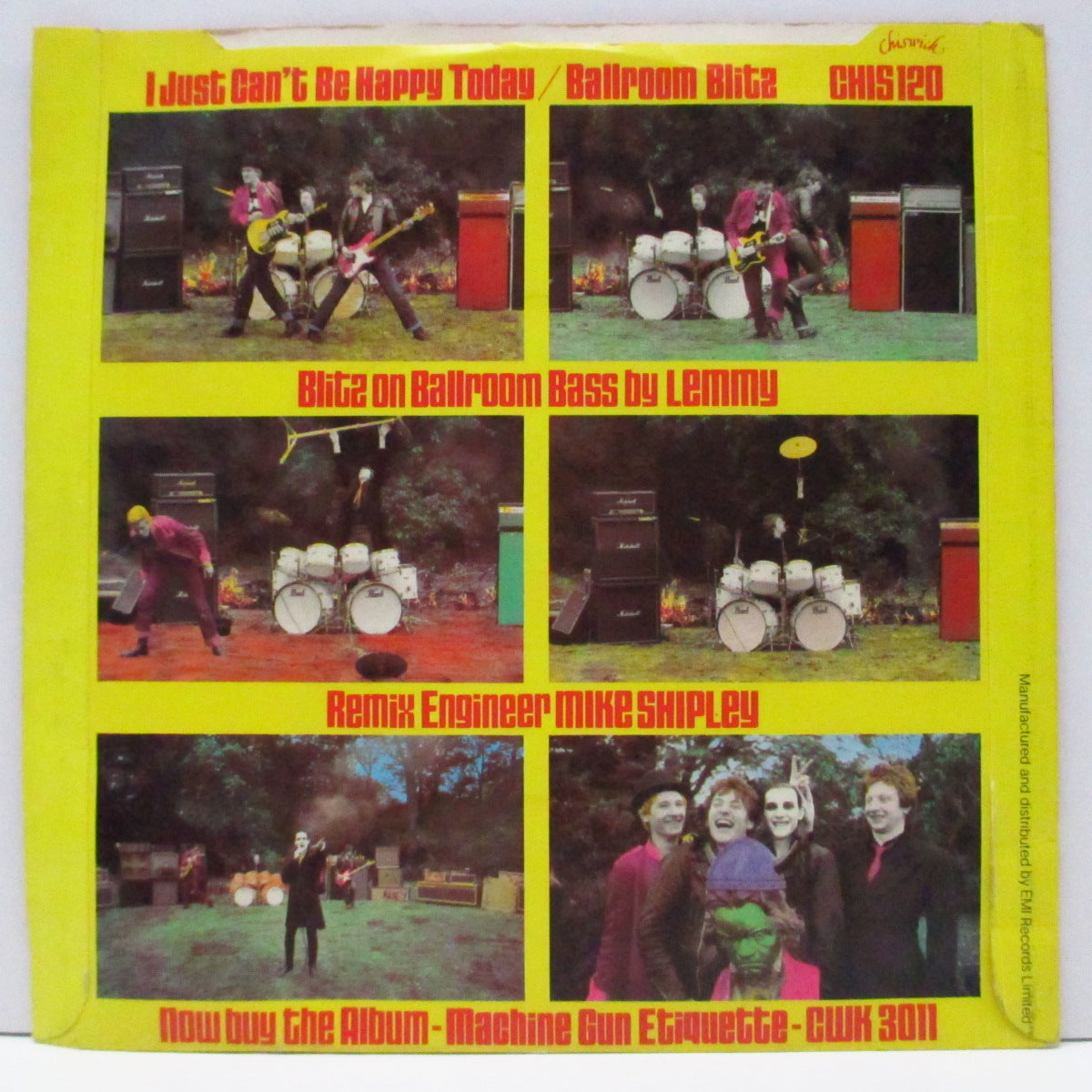 DAMNED, THE (ザ ・ダムド) - I Just Can't Be Happy Today (UK 「ミスプレス」ラウンドセンター 7"/光沢固紙折り返しジャケ) 両面ともA面ラベ のミスプレス!