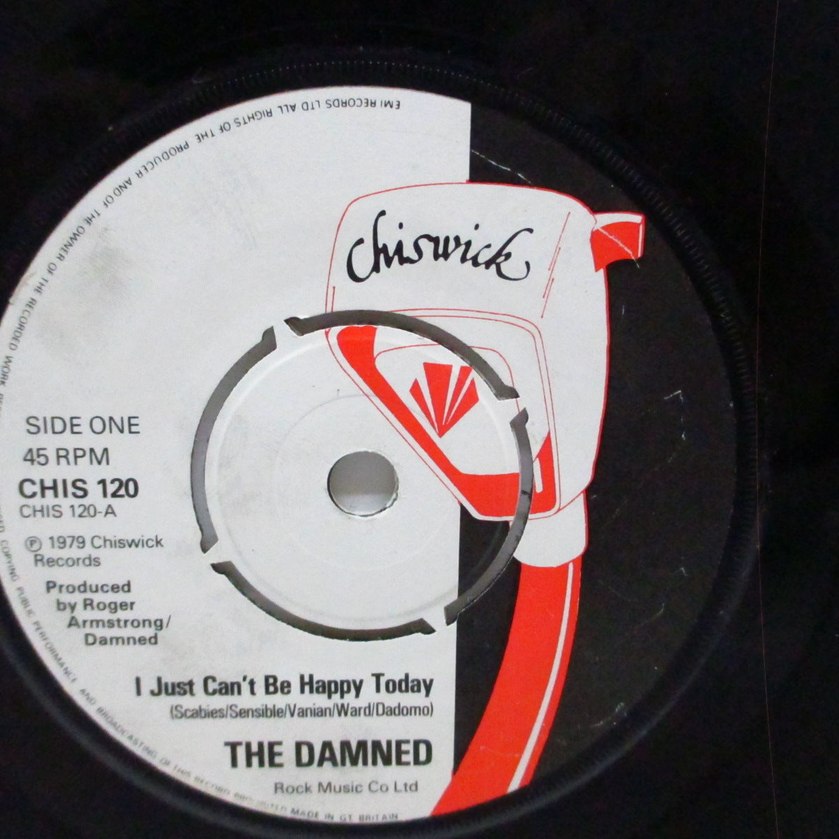 DAMNED, THE (ザ ・ダムド) - I Just Can't Be Happy Today (UK 「ミスプレス」ラウンドセンター 7"/光沢固紙折り返しジャケ) 両面ともA面ラベ のミスプレス!