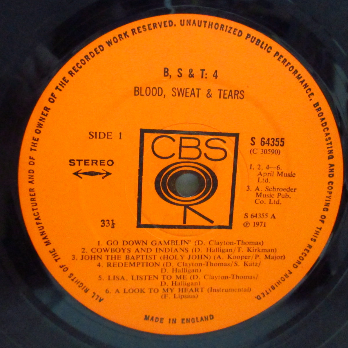 BLOOD, SWEAT & TEARS (ブラッド、スウェット&ティアーズ) - B, S & T; 4 (UK オリジナル LP)