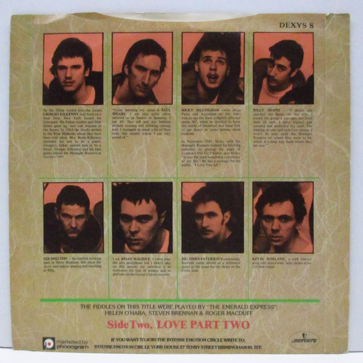 DEXYS MIDNIGHT RUNNERS (デキシーズ・ミッドナイト・ランナーズ) - The Celtic Soul Brothers (UK オリジナル「銀プラ、フラットセンター ラベ 7"/光沢ソフト紙折り返ジャケ)