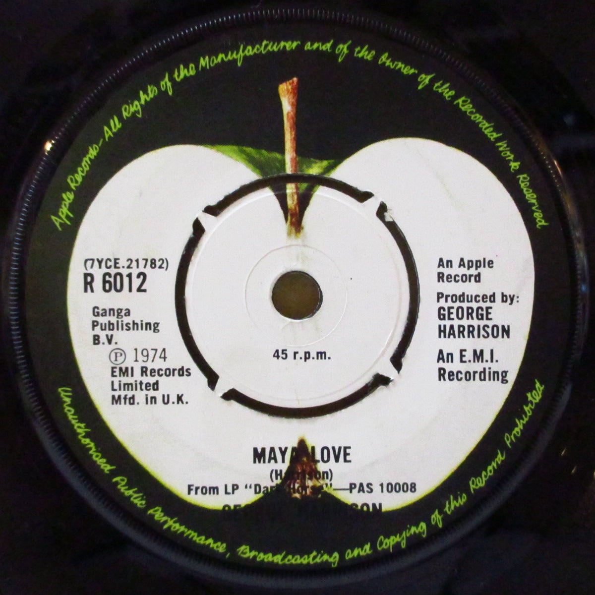 GEORGE HARRISON (ジョージ・ハリスン) - This Guitar - Can't Keep From Crying (UK '76 オリジナル 7インチ+アップル・ダイカット黒スリーブ)