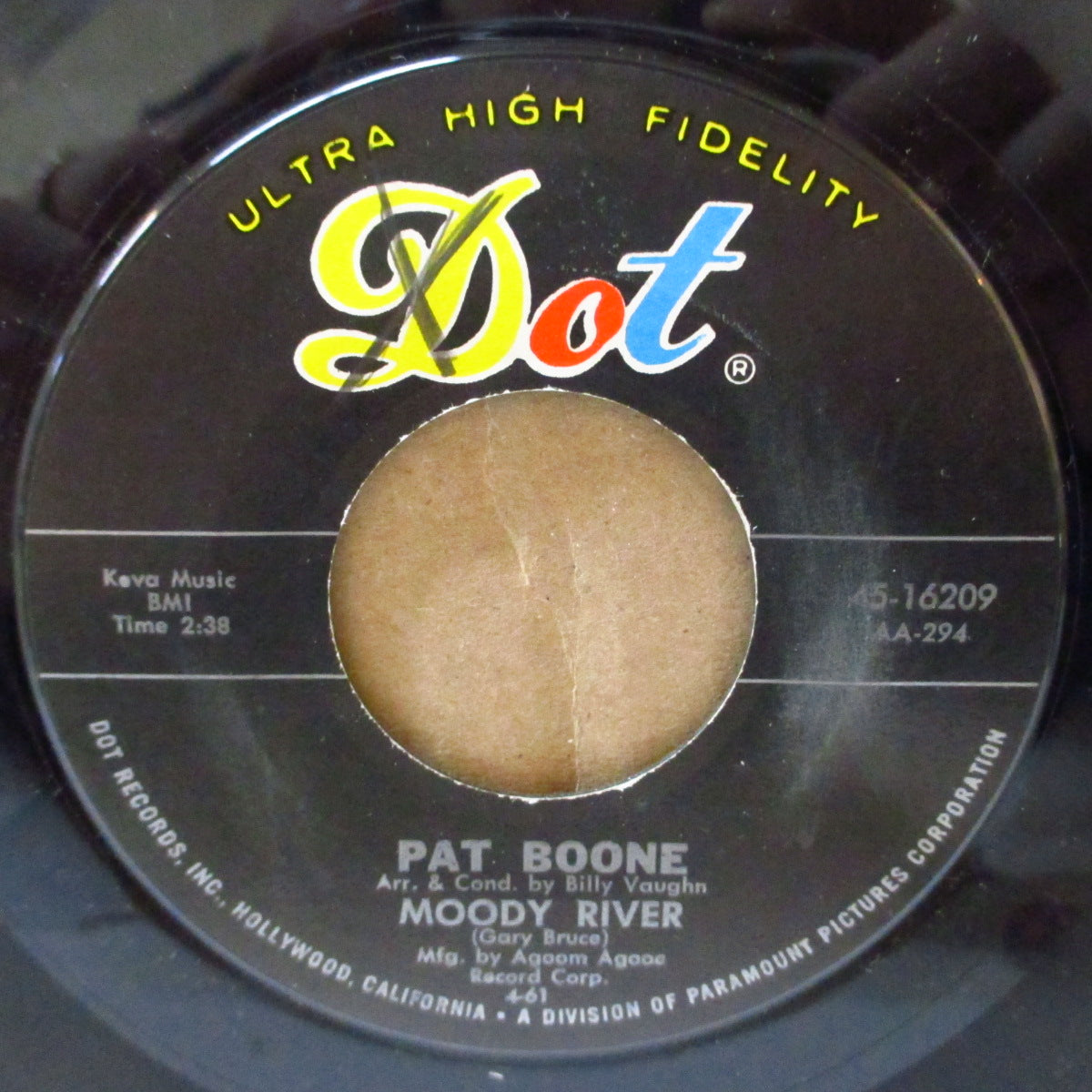 PAT BOONE (パット・ブーン) - Moody River (US '61 オリジナル7インチ)カントリーPOP名曲のカヴァ