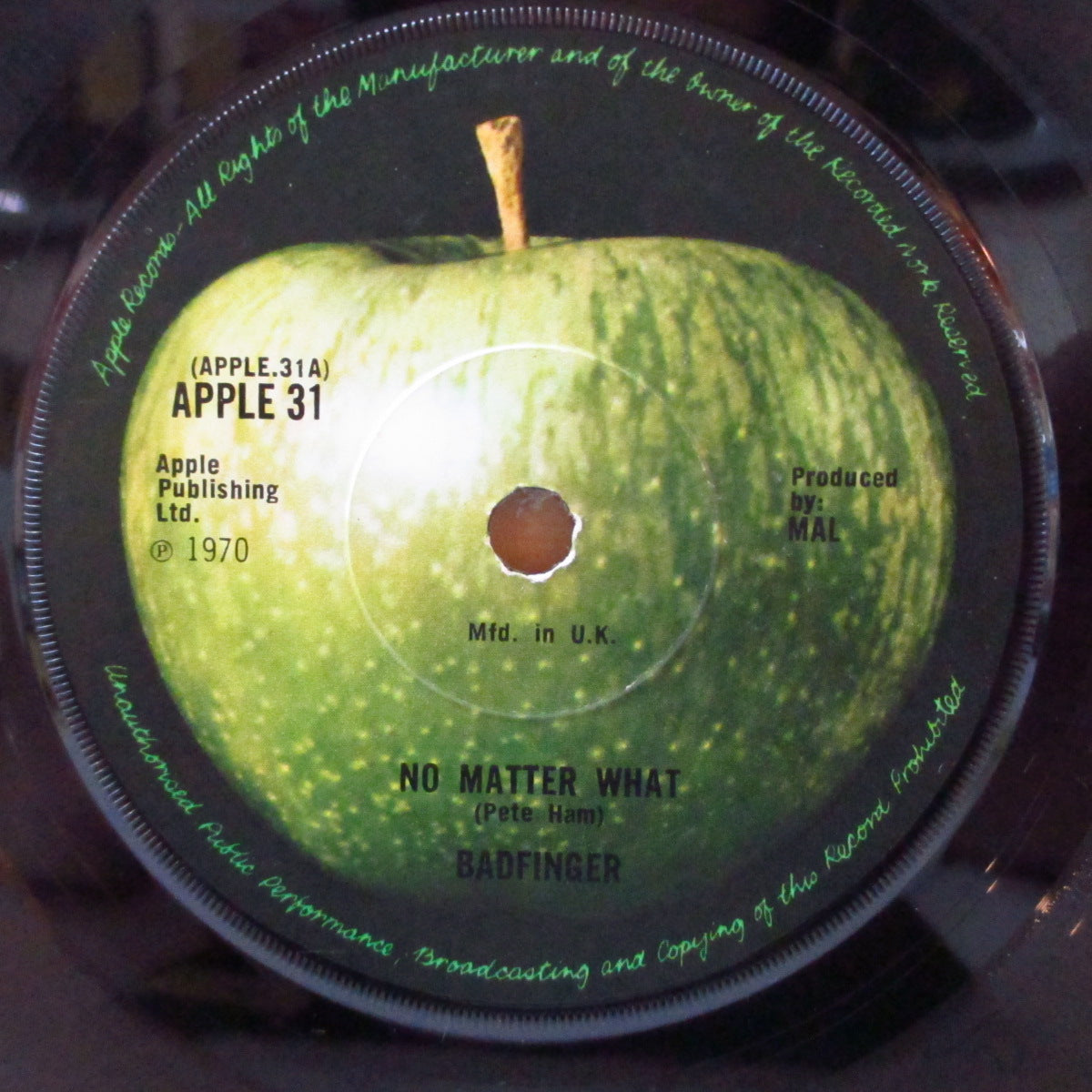 BADFINGER (バッドフィンガー) - No Matter What (UK '70 オリジナル 7インチ+ダイカット黒スリーブ)