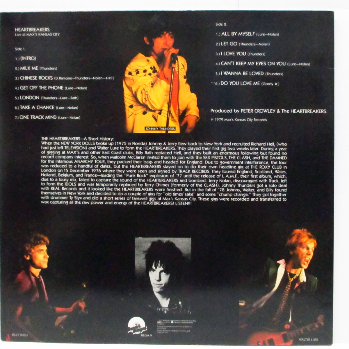 JOHNNY THUNDERS & THE HEARTBREAKERS (ジョニー・サンダース) - Live At Max's Kansas City (UK Orig.LP+Inner)