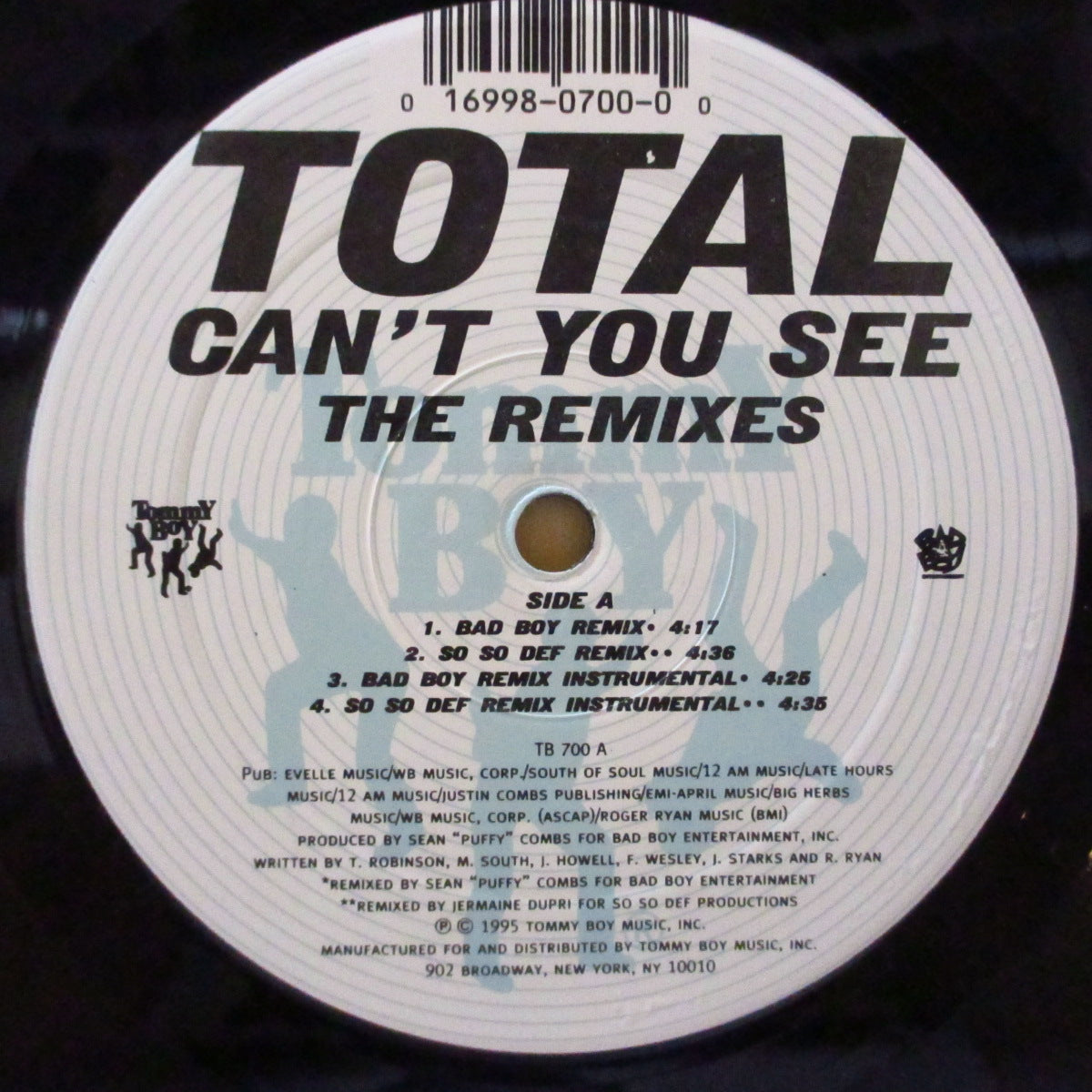 TOTAL (トータル) - Can't You See - The Remixes (US オリジナル7バージョン入り 12インチ/光沢ダイカットジャケ) '95年リミックスシングル