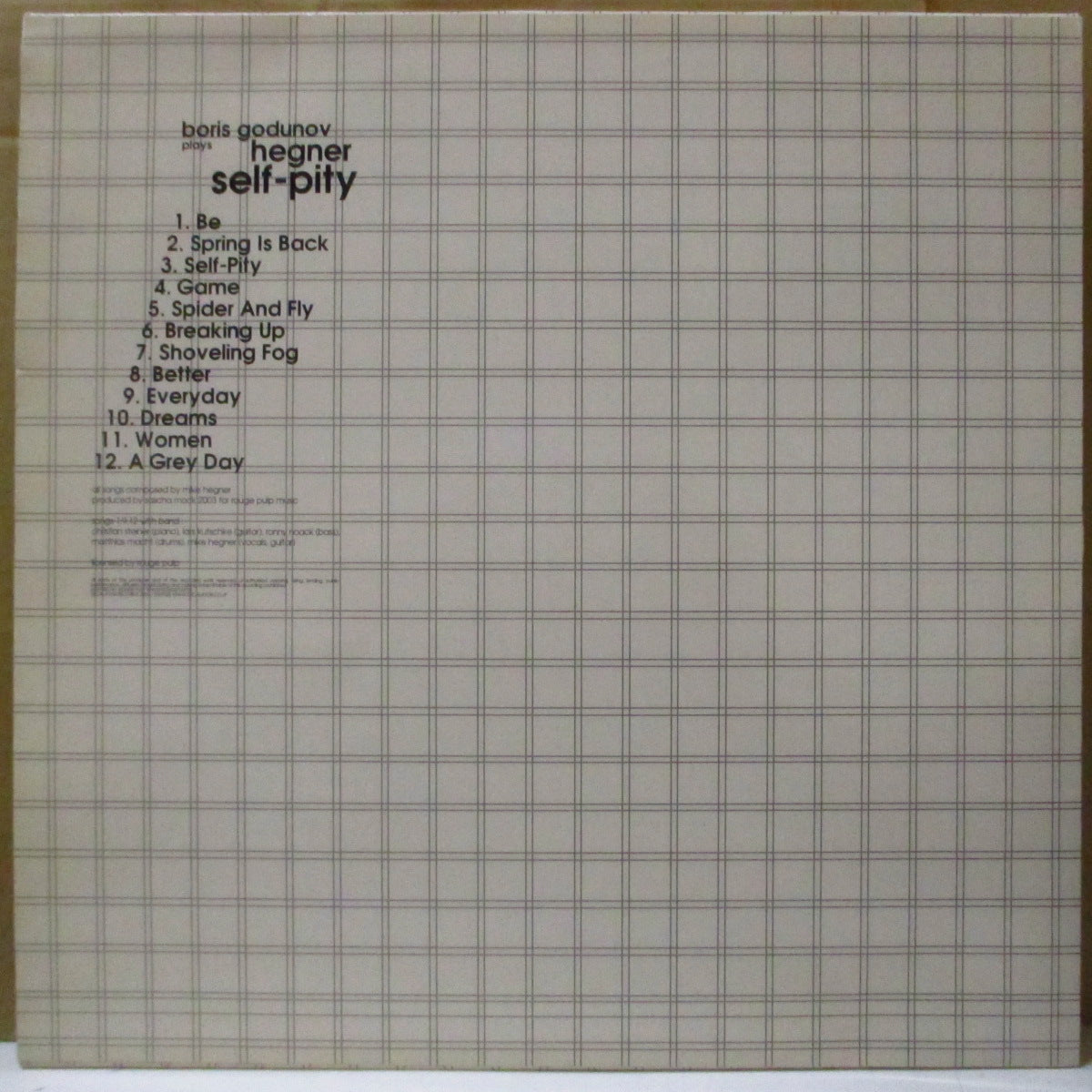 BORIS GODUNOV PLAYS HEGNER (ボリス・ゴドゥノフ・プレイズ・ヘグナー) - Self-Pity (Japan オリジナル LP) '03年アルバム