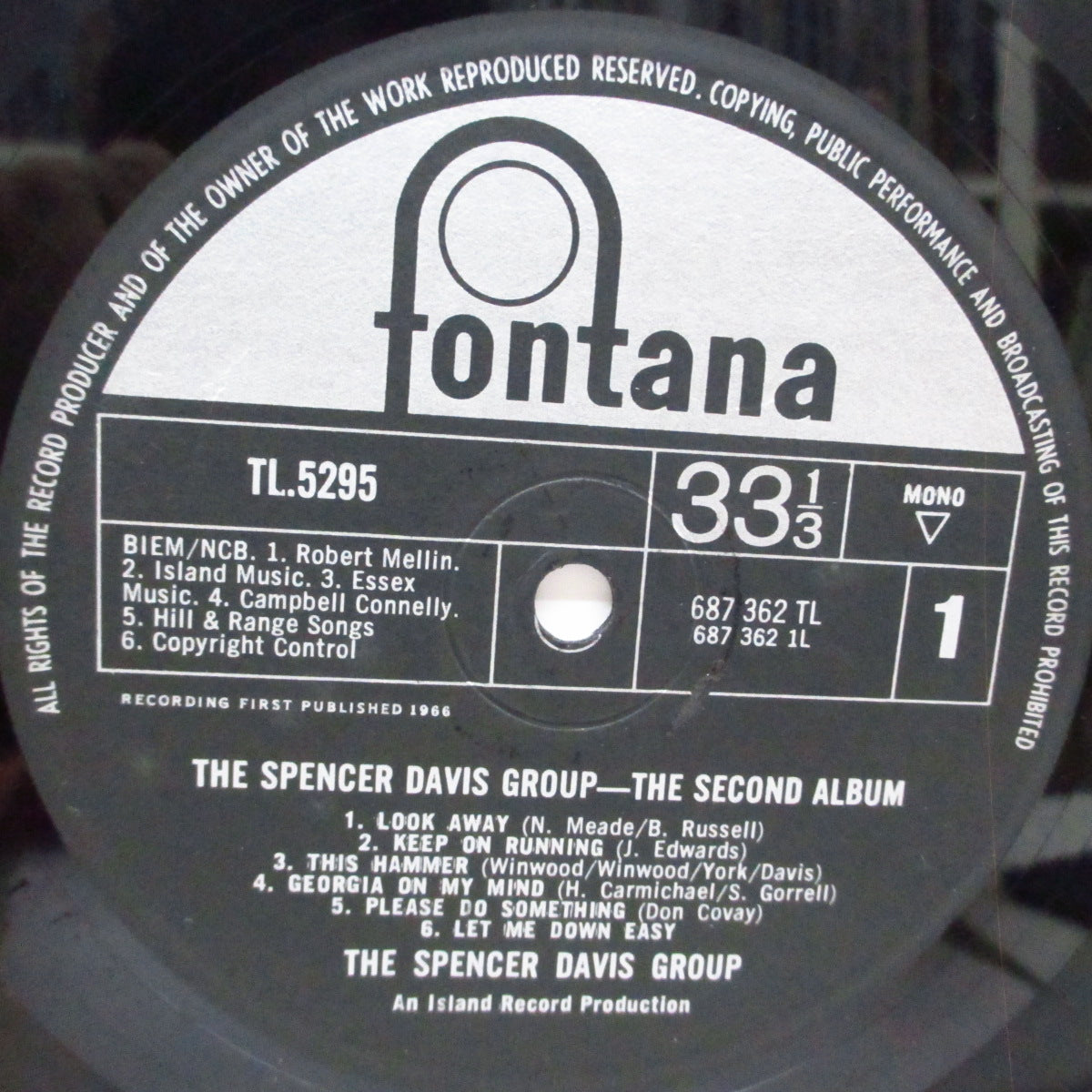 SPENCER DAVIS GROUP (スペンサー・デイヴィス・グループ) - The Second Album (UK オリジナル「モノラル」LP/表面コーティングジャケ)