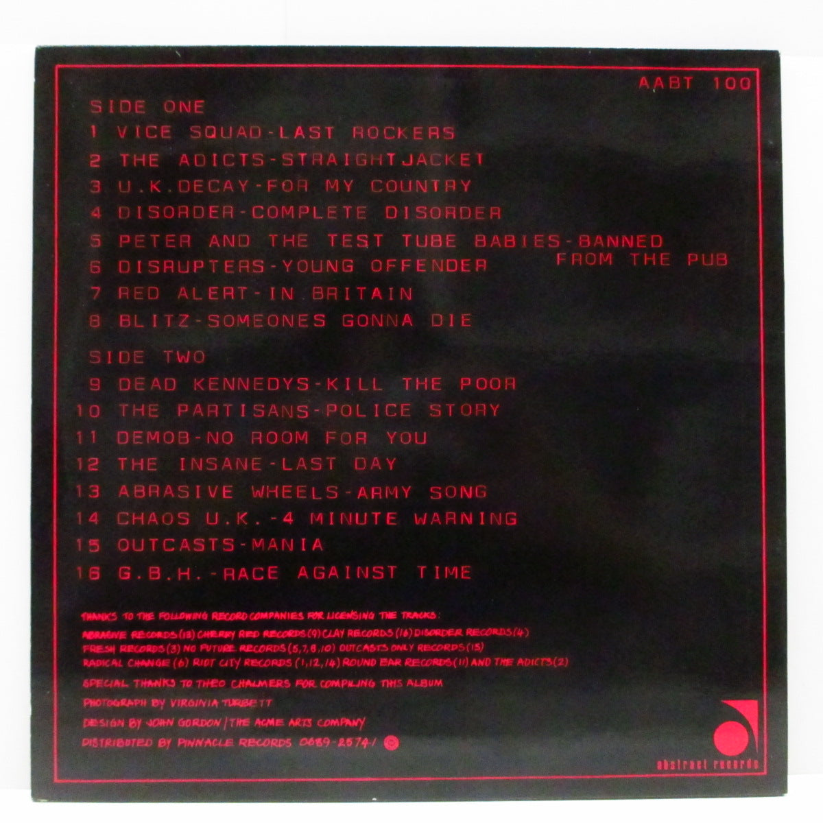 V.A. (UK 80'sハードコア・コンピ) - Punk And Disorderly (UK 80's限定再発「青ラベ」レッドヴァイナル LP/「赤ロゴ」ジャケ)