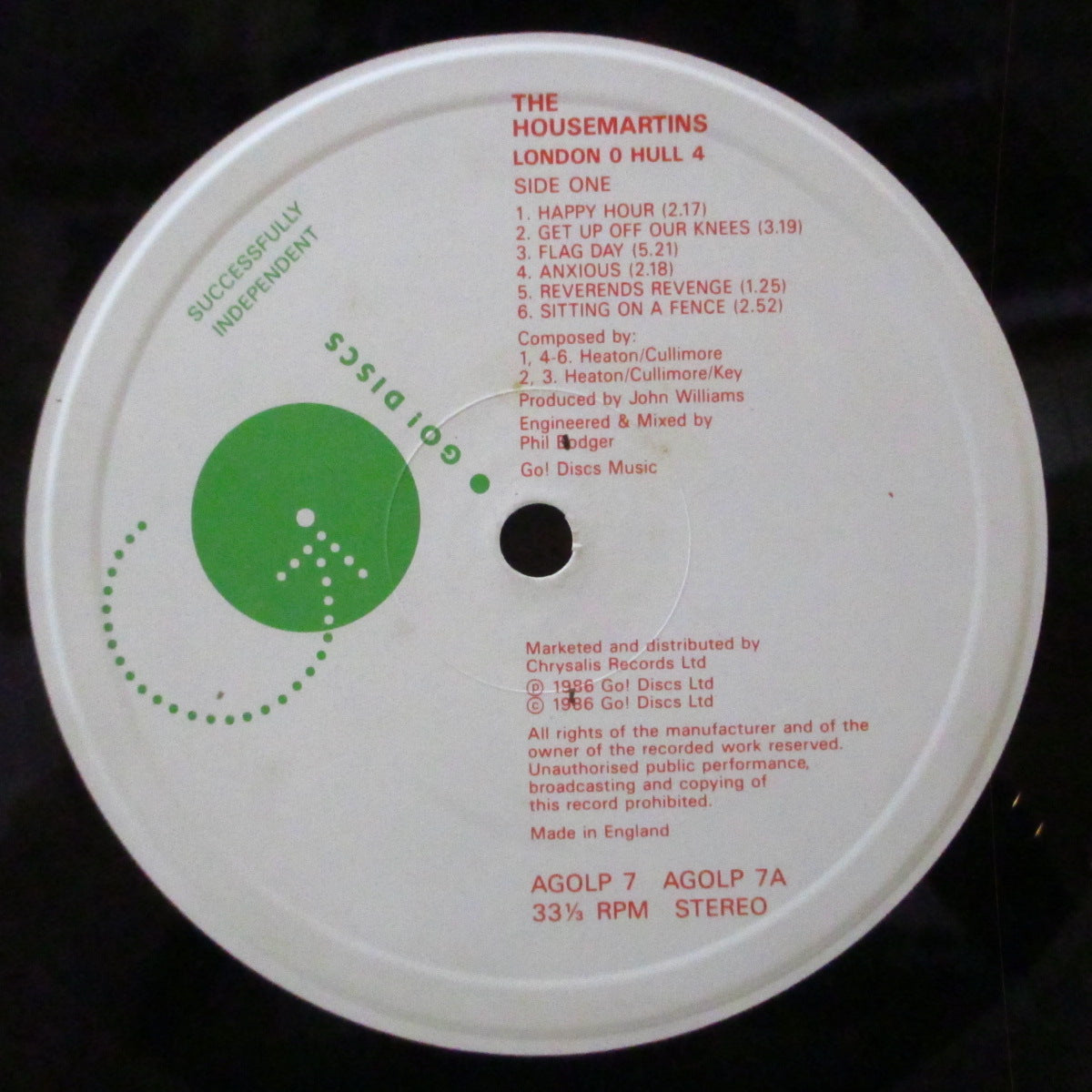 HOUSEMARTINS, THE (ハウスマーティンズ) - London 0 Hull 4 (UK オリジナル LP+固紙インナー/レーベルロゴ右上印刷光沢ジャケ) '86年1stアルバム