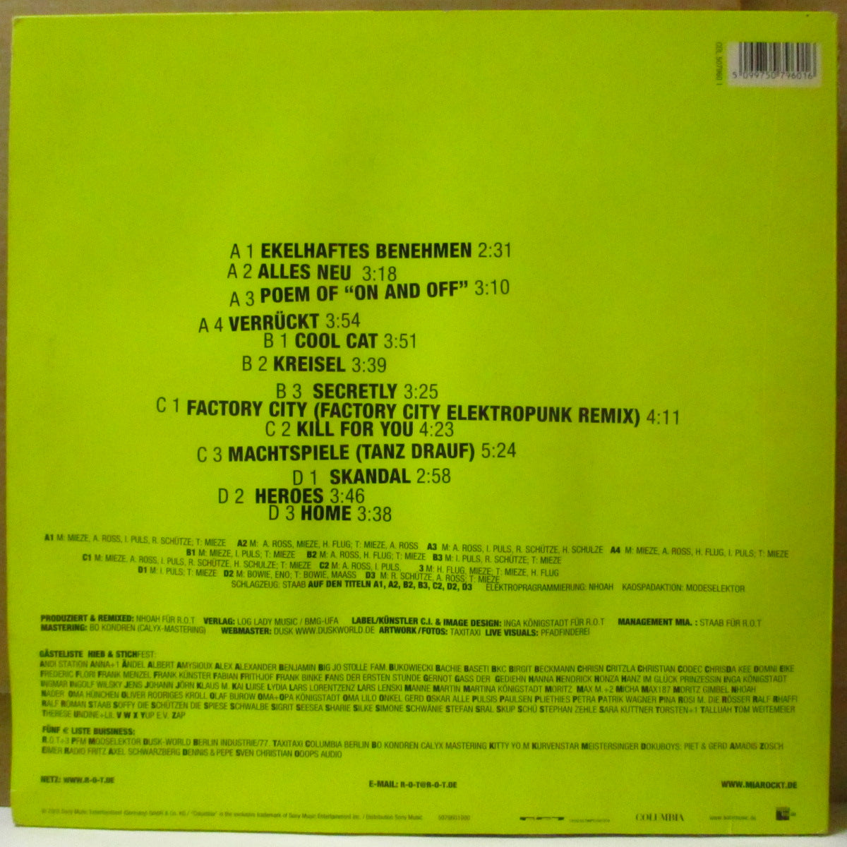 MIA. (ミア) - Heib & Stichfest (German オリジナル 2xLP+固紙ダイカットインナー) '02年1stアルバム