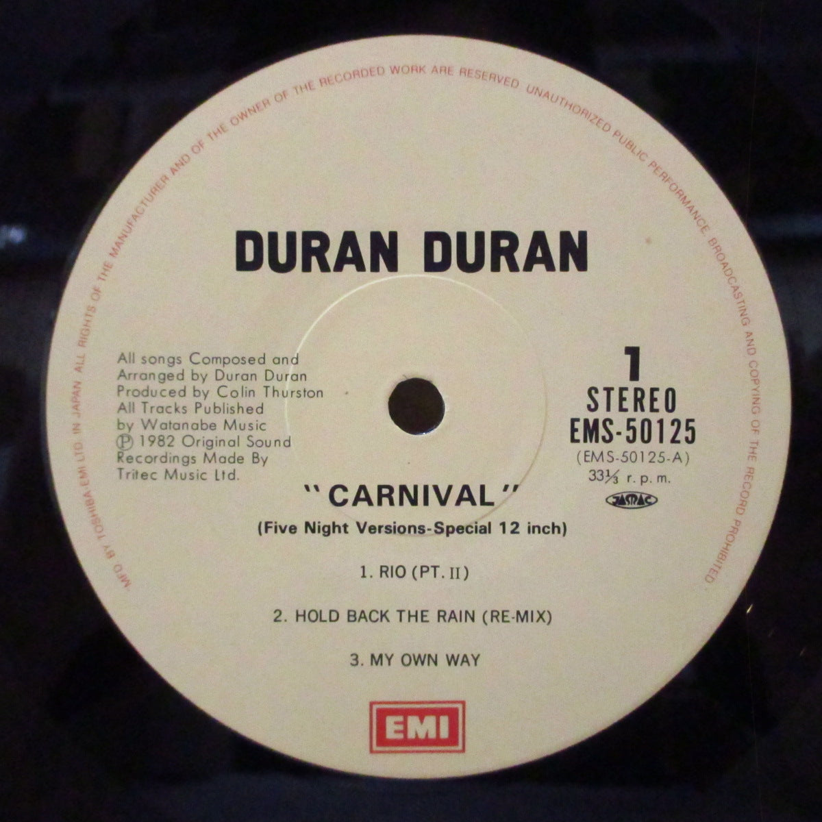 DURAN DURAN (デュラン・デュラン) - Carnival / Rio (Pt. II) +4 (Japan '83 オリジナル5曲入り 12インチ+帯, インサート)