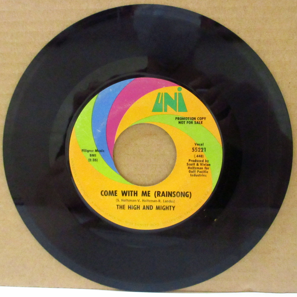 HIGHT AND MIGHTY (ハイ・アンド・マイティ) - Come With Me (Rainsong)/ Luckie (US '70 プロモ・クレジット・ラベ 7インチ) サンシャイン・ポップ隠れ名曲& ローラ・ニーロ名曲の絶妙カバー!