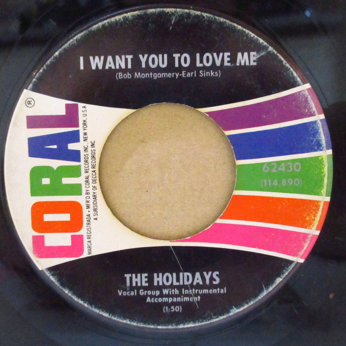 HOLIDAYS, THE (ザ・ホリデイズ) - I Want You To Love Me (US '64 オリジナル7インチ)英マージービート・グループ影響下のポップ・ビート!