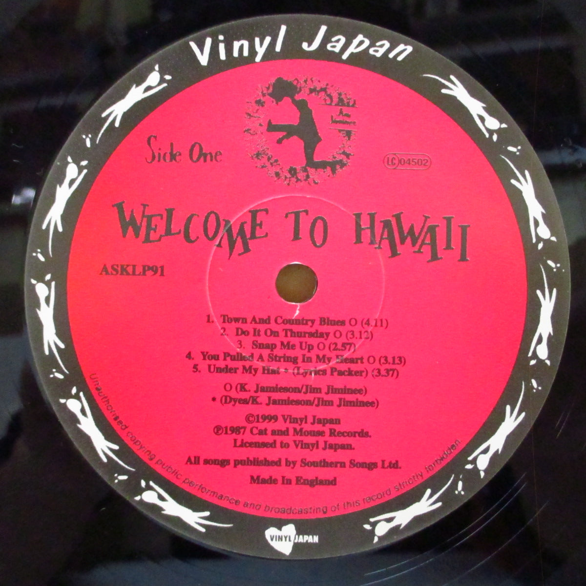 JIM JIMINEE (ジム・ジミニー) - Welcome To Hawaii (UK '99 再発 LP+インサート) '87年1stアルバム