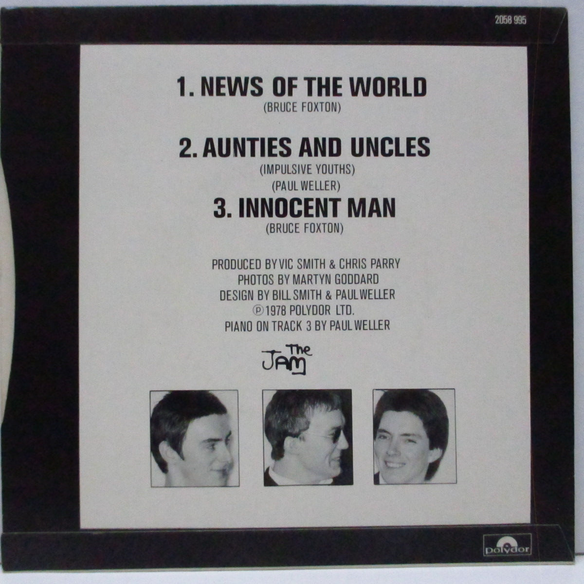 JAM, THE (ザ・ジャム) - News Of The World +2 (UK オリジナル銀プララべ「フラットセンター」7"/光沢固紙折り返ジャケ) 仏テキスト有 Ver.