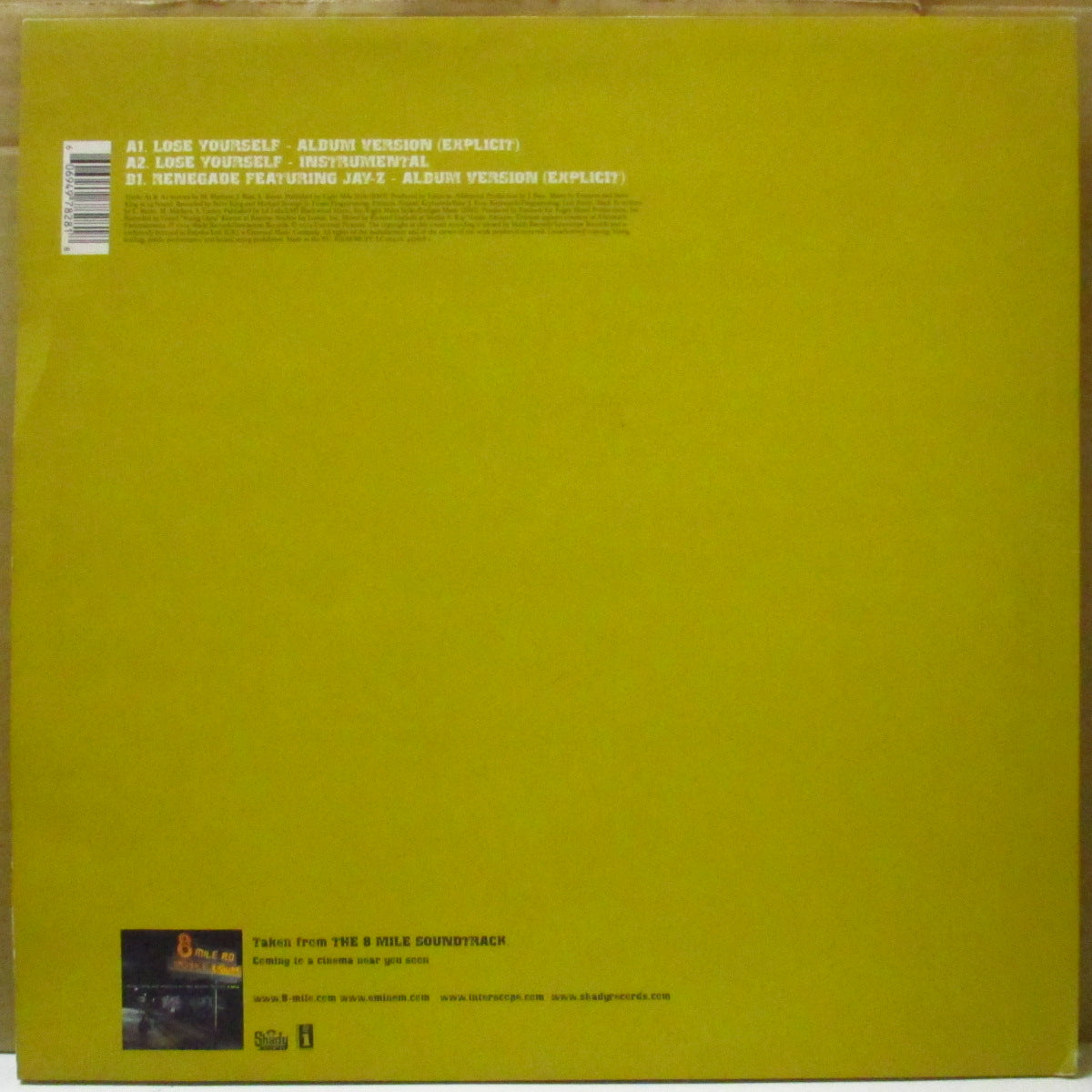 EMINEM (エミネム) - Lose Yourself (UK オリジナル3曲入り 12インチ) '02年大ヒットシングル