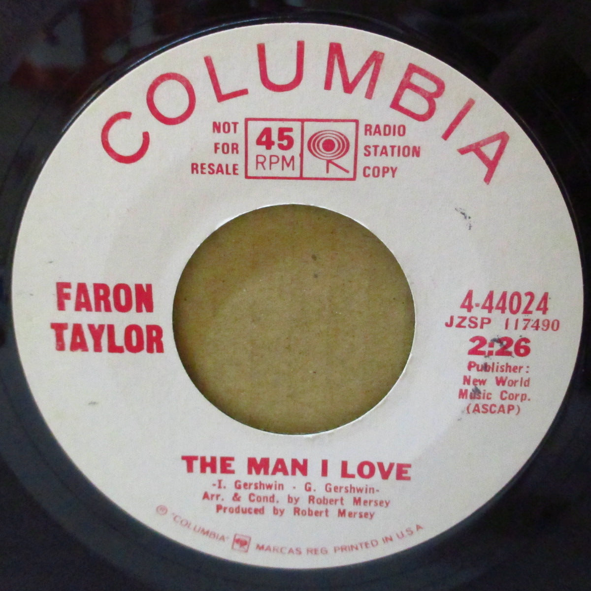 FARON TAYLOR (ファロン・テイラー) - The Man I Love (US '67 プロモ・白ラベ7インチ)イントロから100点のアップテンポ・サンシャイン・ノーザン・ポップ!