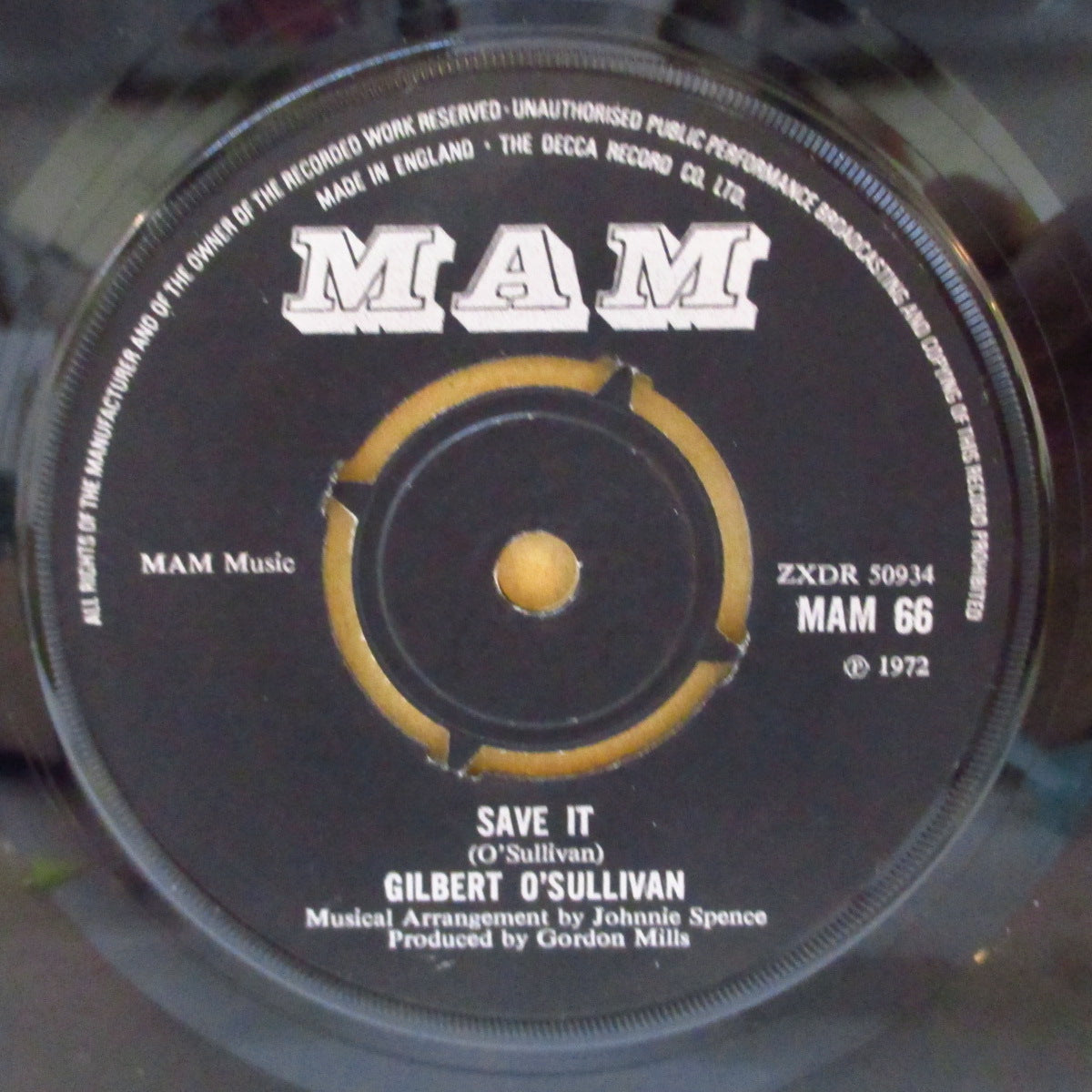 GILBERT O' SULLIVAN (ギルヴァート・オサリヴァン) - Alone Again - Naturally (UK '72 オリジナル 7インチ+カンパニースリーブ)