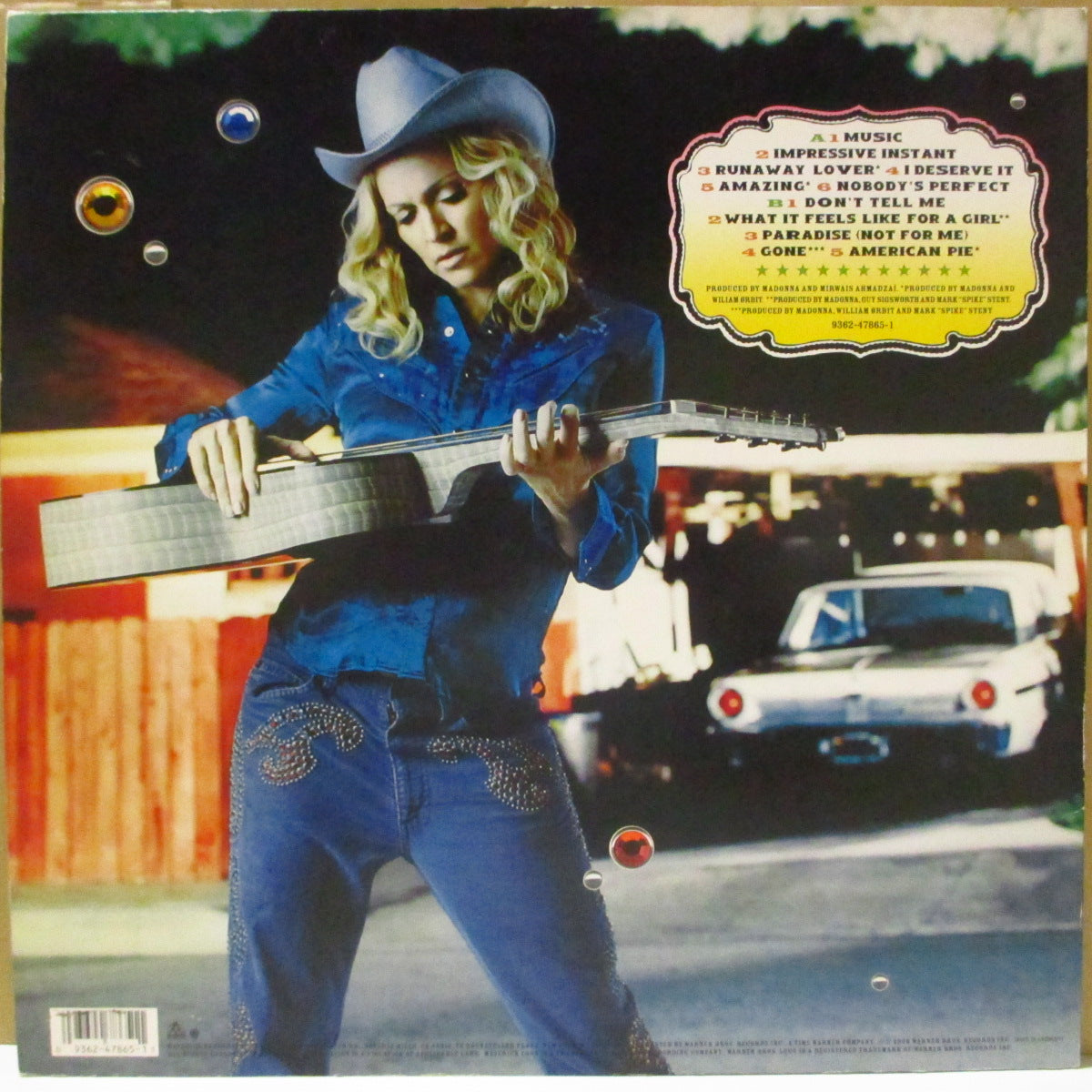 MADONNA (マドンナ) - Music (EU '00 オリジナル「黒盤」 LP+ダイカットソフト紙インナー/レアステッカー付き光沢ジャケ) 8thアルバム
