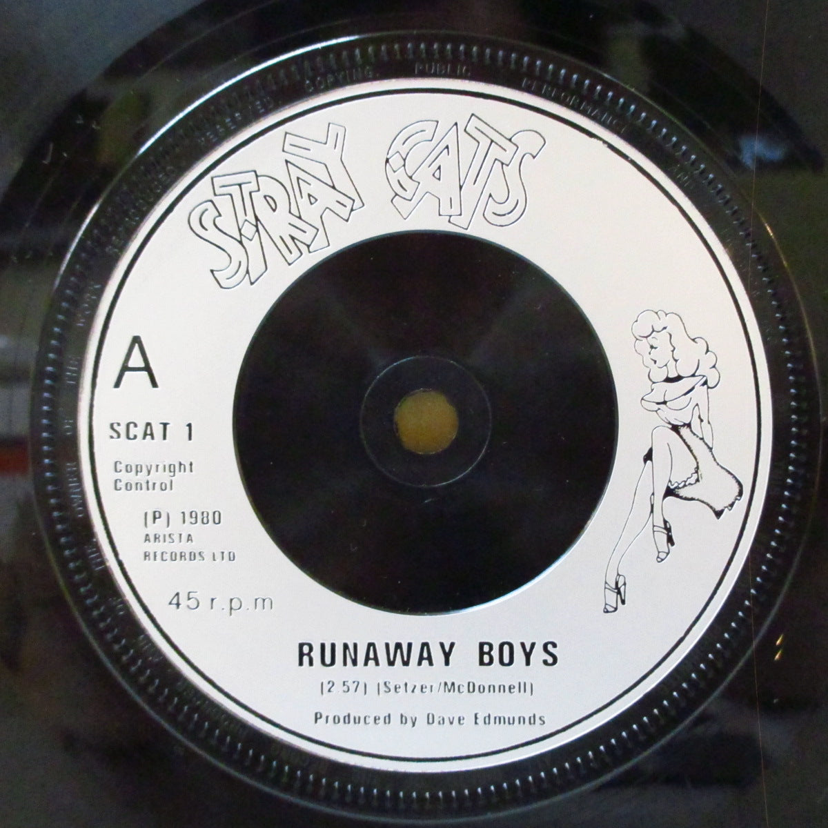 STRAY CATS (ストレイ・キャッツ) - Runaway Boys (UK '80 再発シルバー・プラスチックラベ 7インチ+マット・ソフト紙ジャケ)