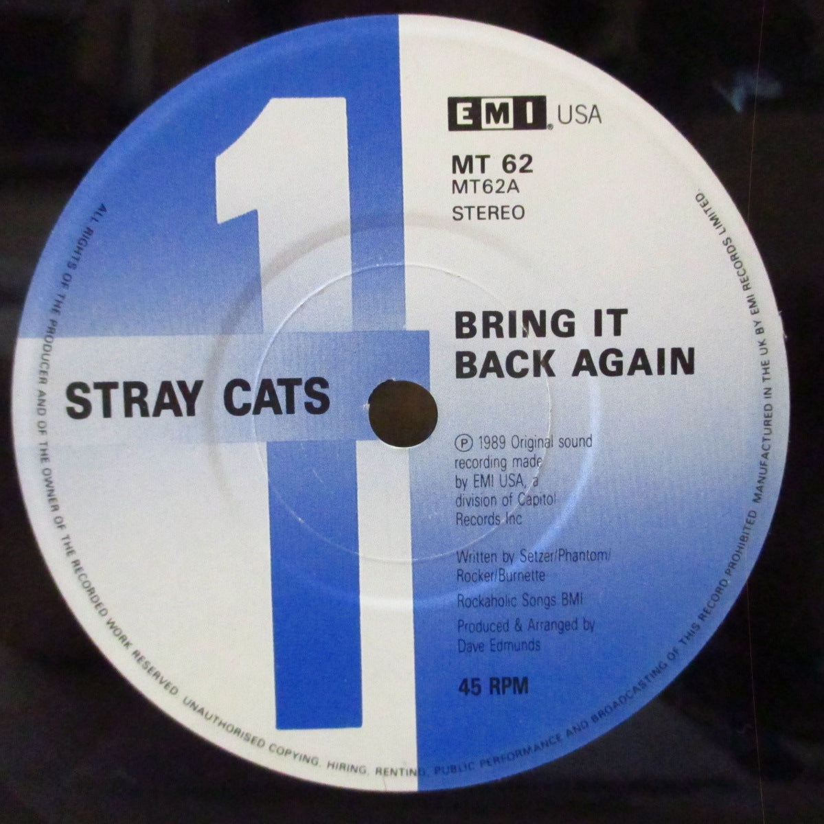 STRAY CATS (ストレイ・キャッツ) - Bring It Back Again (UK 2ndプレス 7インチ+光沢固紙ジャケ)