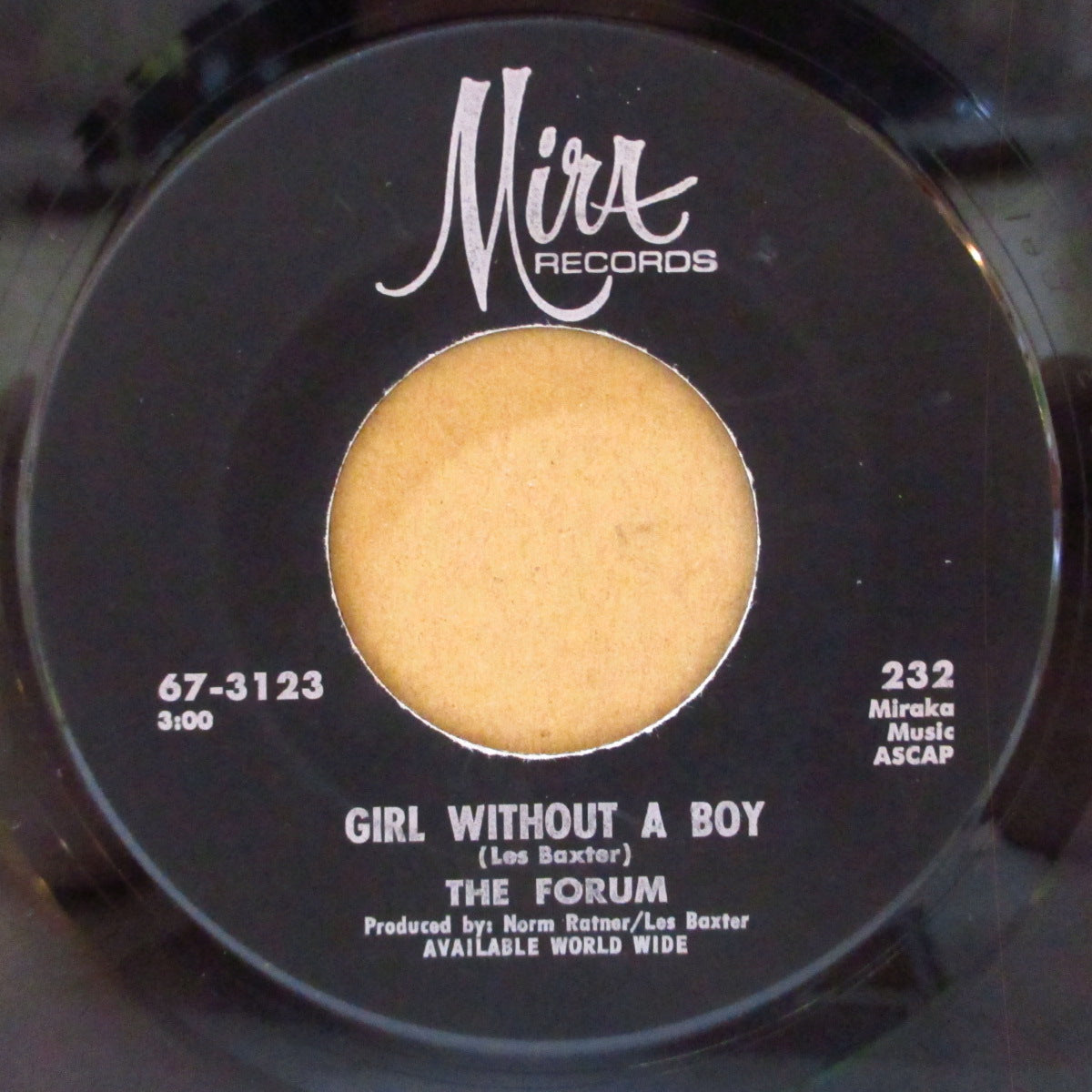 FORUM, THE (ザ・フォーラム) - Girl Without A Boy / The River Is Wide (US '67 MIra社再発「黒ラベ」7インチ)清涼サンシャイン・ポップ & ノーザンポップ!