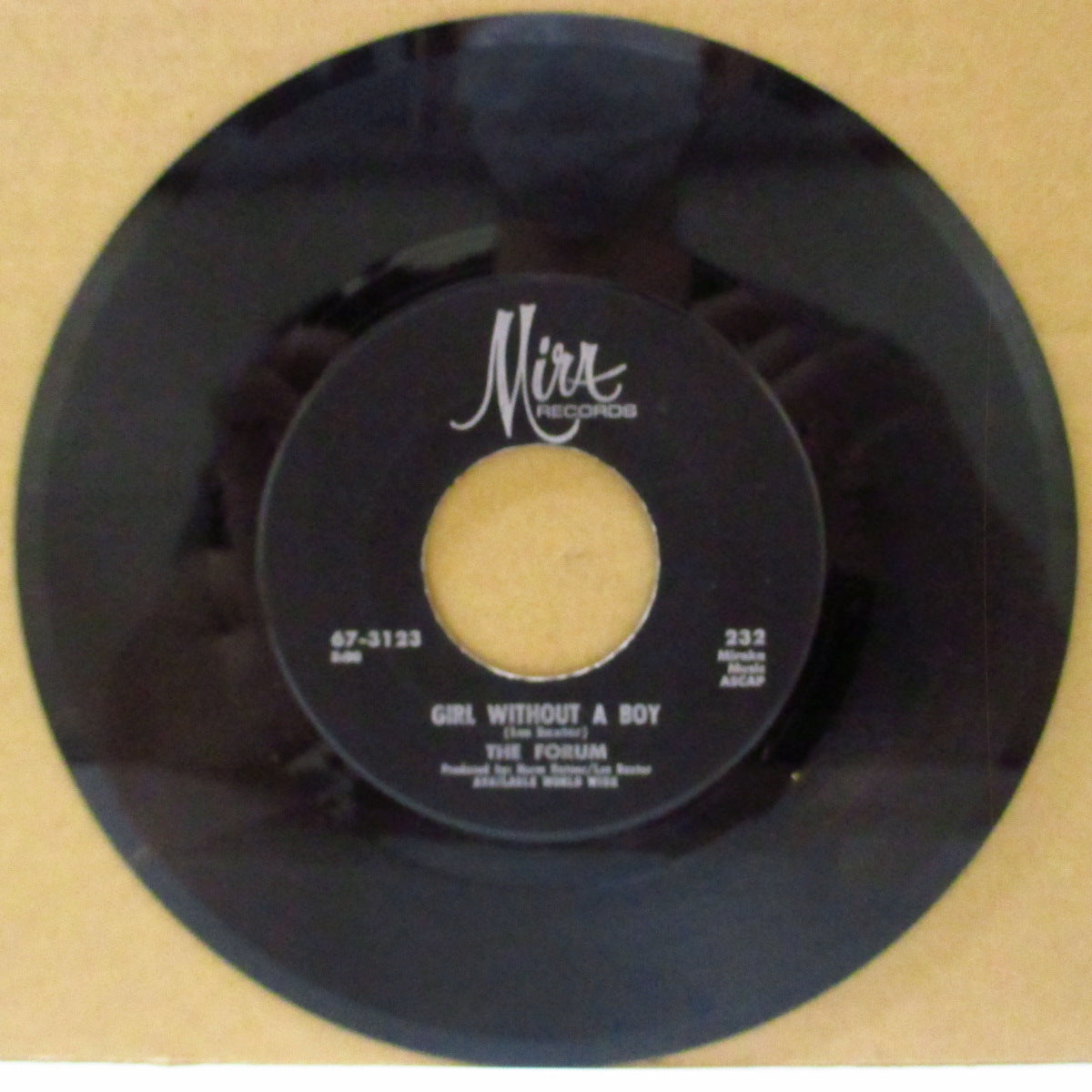 FORUM, THE (ザ・フォーラム) - Girl Without A Boy / The River Is Wide (US '67 MIra社再発「黒ラベ」7インチ)清涼サンシャイン・ポップ & ノーザンポップ!