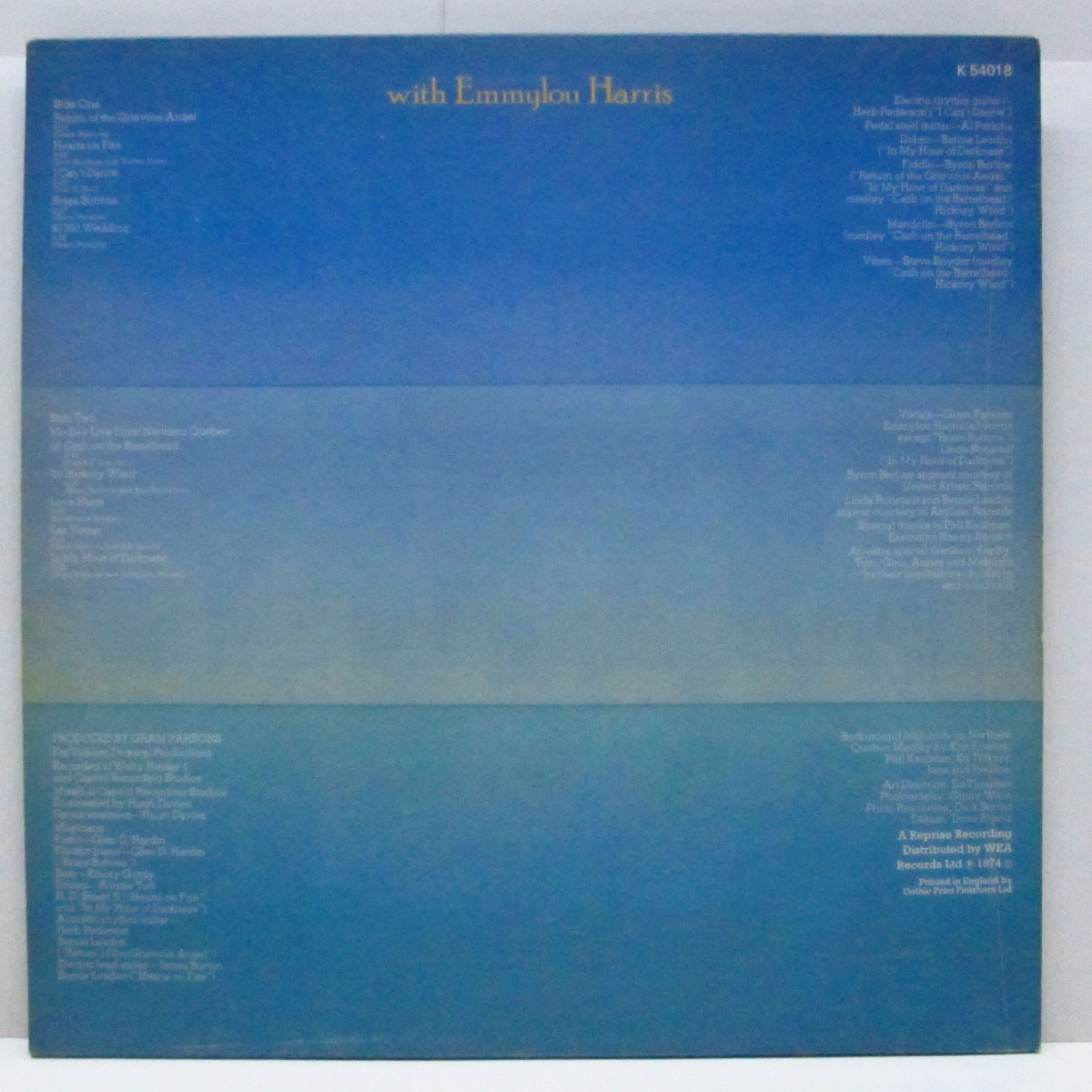 GRAM PARSONS (グラム・パーソンズ) - Grievous Angel (UK '76 再発 B面「Wロゴ有ラベ」LP/光沢ジャケ) 遺作となったソロ2作目!