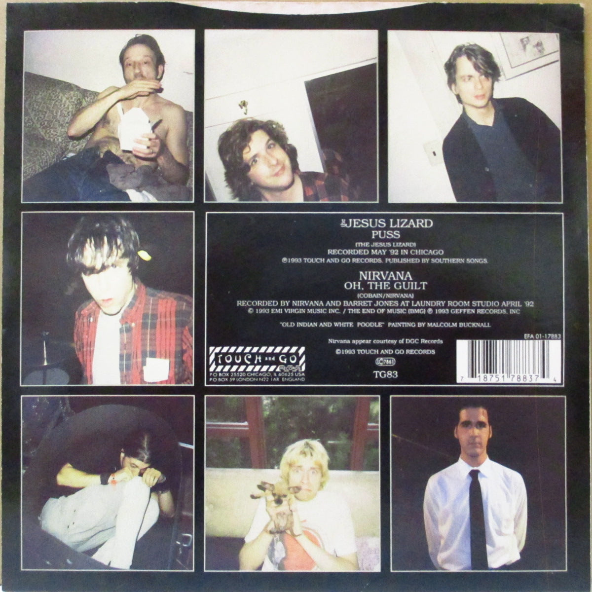 NIRVANA / JESUS LIZARD, THE (ニルヴァーナ/ジーザス・リザード) - Oh, The Guilt / Puss (EU '93 限定「クリアブルーヴァイナル」 7インチ+光沢固紙ジャケ)