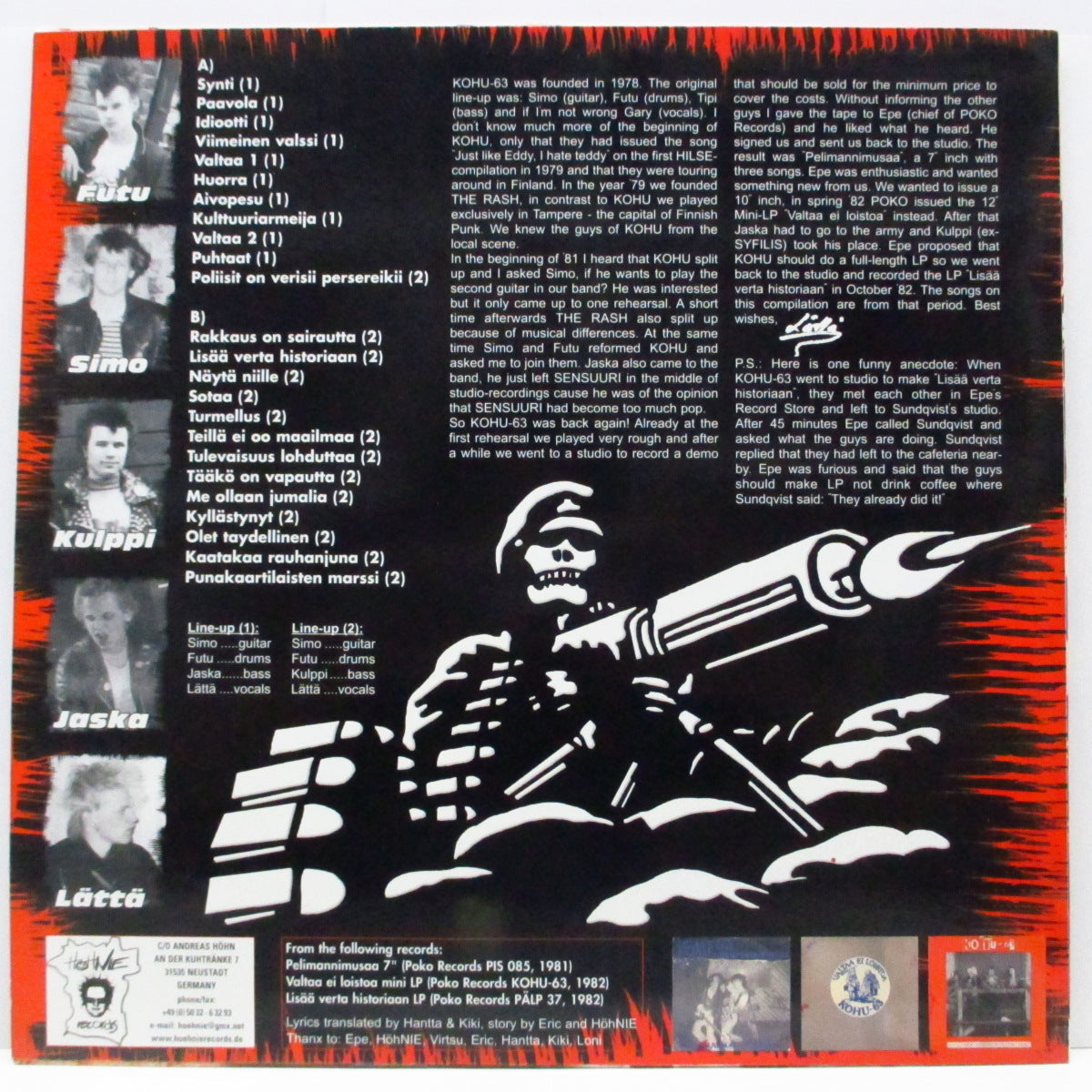 KOHU-63 (コフ-63) - Sotta 81/82 (German オリジナル「ブラックヴァイナル」LP+インサート)