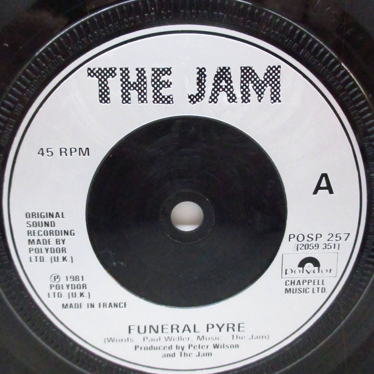 JAM, THE (ザ・ジャム) - Funeral Pyre (UK オリジナル「フラットセンター」7"/両面光沢ジャケ) フレンチプレス Ver.