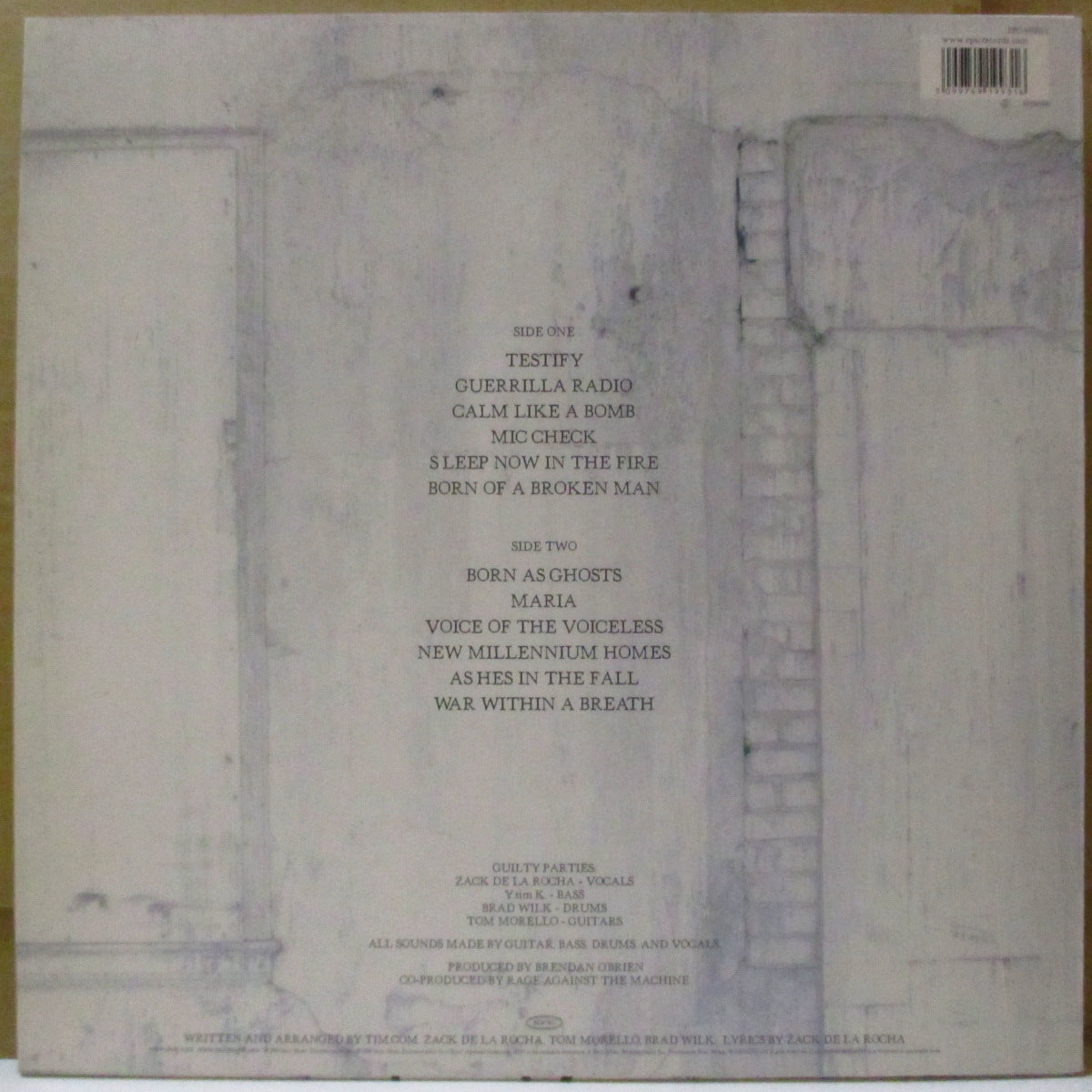 RAGE AGAINST THE MACHINE (レイジ・アゲインスト・ザ・マシーン) - The Battle Of Los Angels (EU オリジナル LP+ソフト紙インナー) 初回品番'99年3rdアルバム!