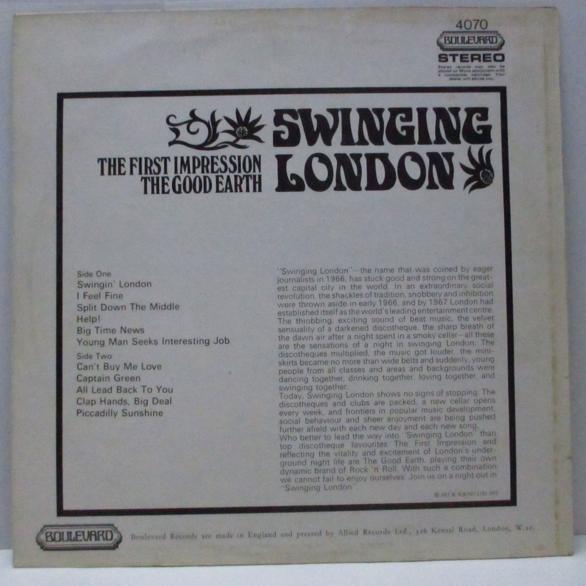 RUSS SAINTY (FIRST IMPRESSIONS) (ラス・センティ :ファースト・インプレッションズ) - Swinging London (UK '72 再発ステレオ LP#2+CS/Boulevard 4070)スウィンギング・ロンドン名作