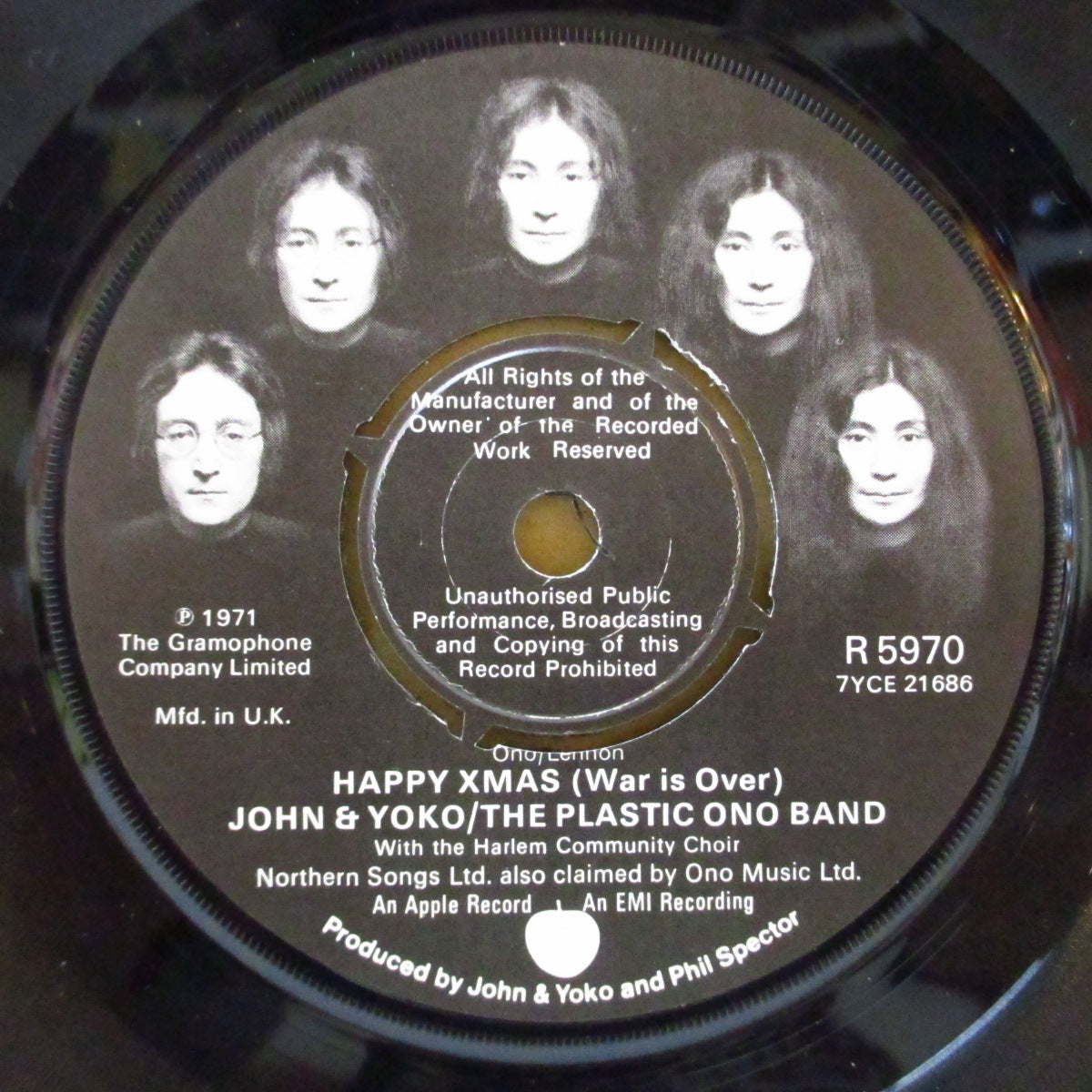 JOHN LENNON (PLASTIC ONO BAND) (ジョン・レノン (プラスチック・オノ・バンド)) - Happy Xmas - War Is Over (UK '72 オリジナル「ラウンドセンター黒盤」7インチ+ソフト紙ジャケ)
