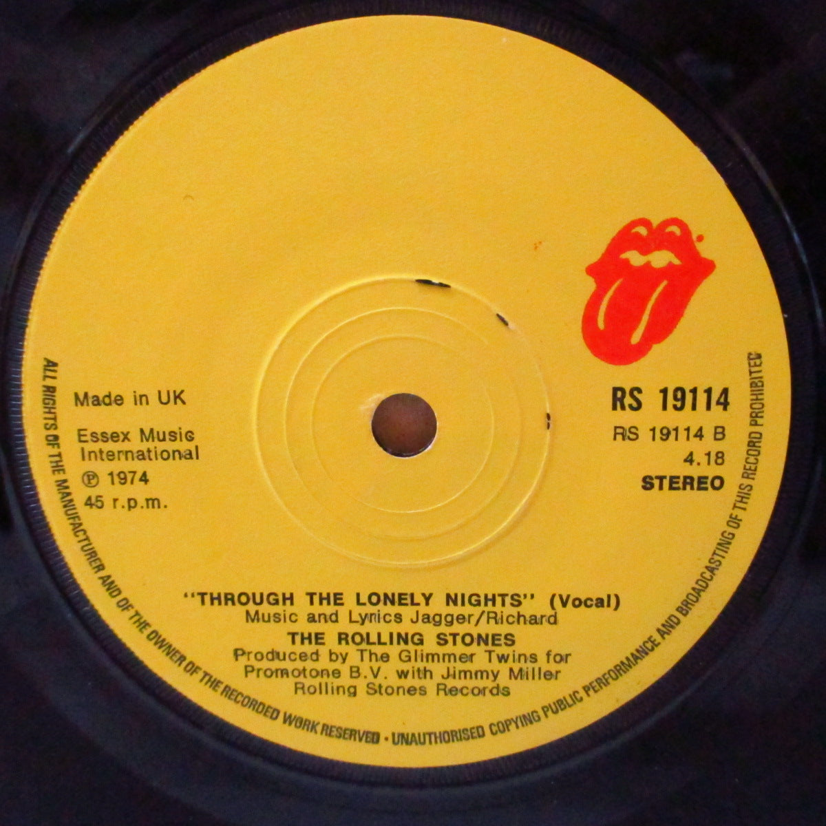 ROLLING STONES (ローリング・ストーンズ) - It's Only R&R (UK '74 オリジナル「黄色紙ラベ・フラットセンター」 7インチ+ベロ出しカンパニースリーブ)